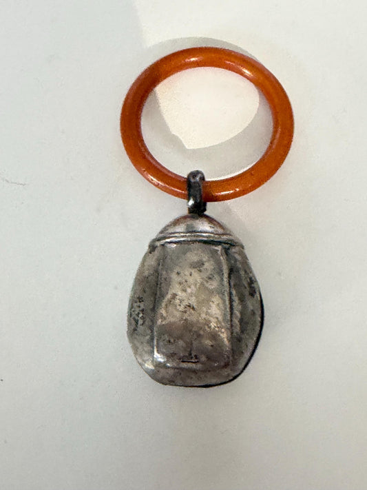 Bijtring, art deco, teething ring antique rattle for baby