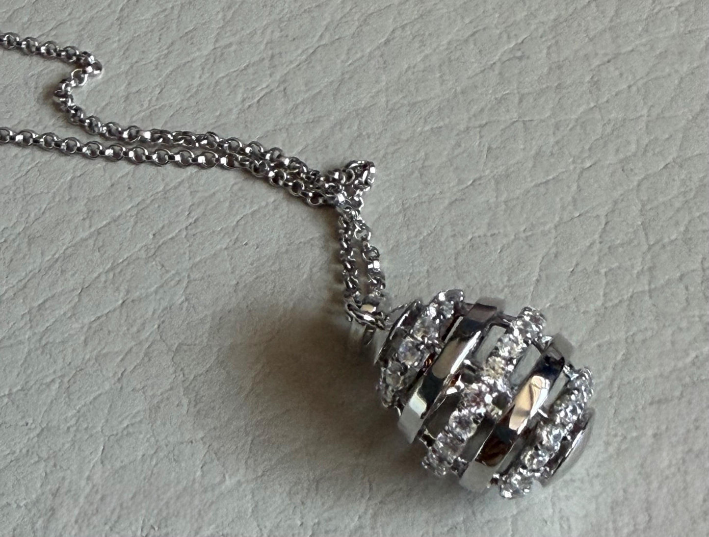 FABERGE Sterling Silver Charm necklace with crystal pendant, Fabergé