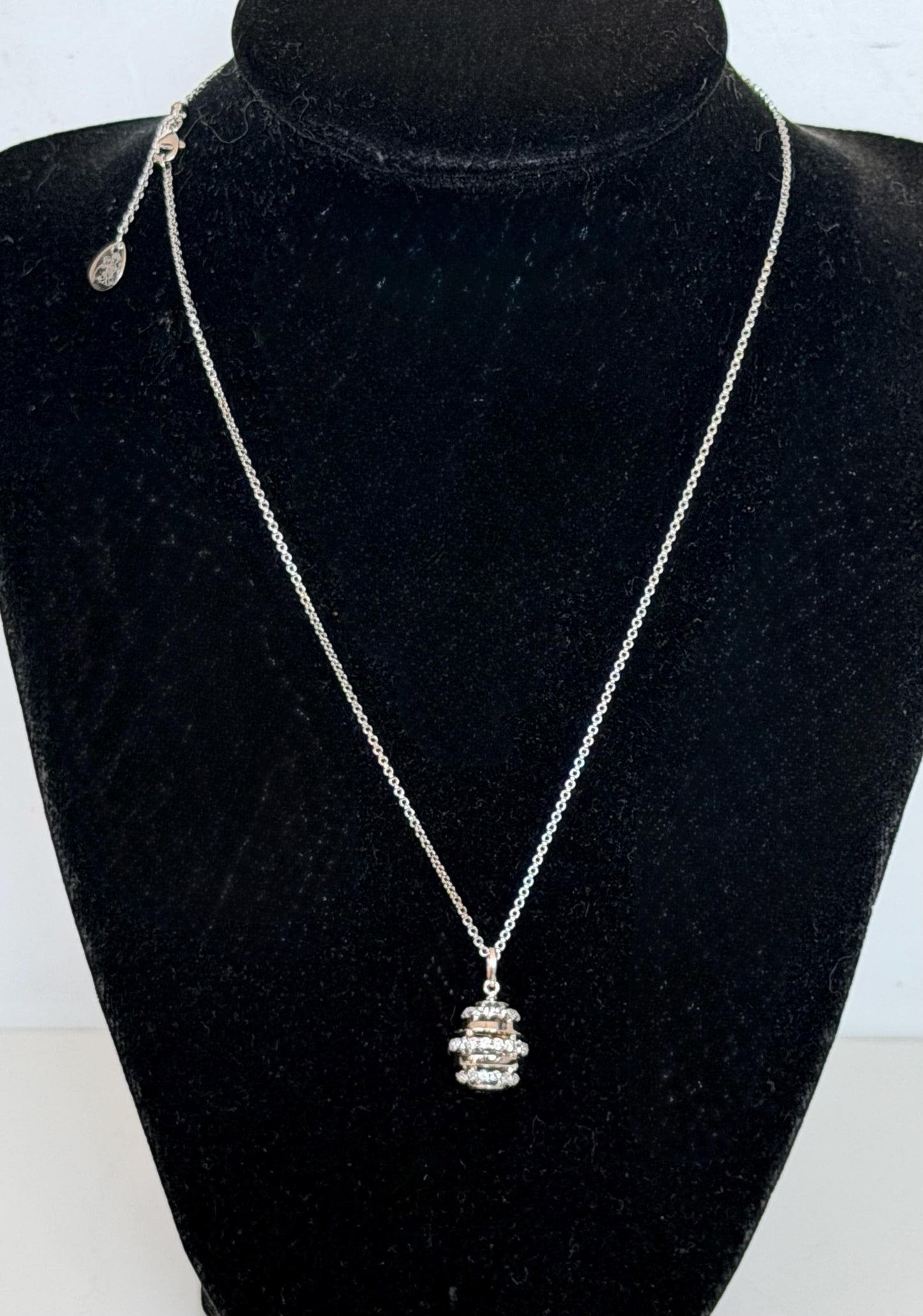 FABERGE Sterling Silver Charm necklace with crystal pendant, Fabergé