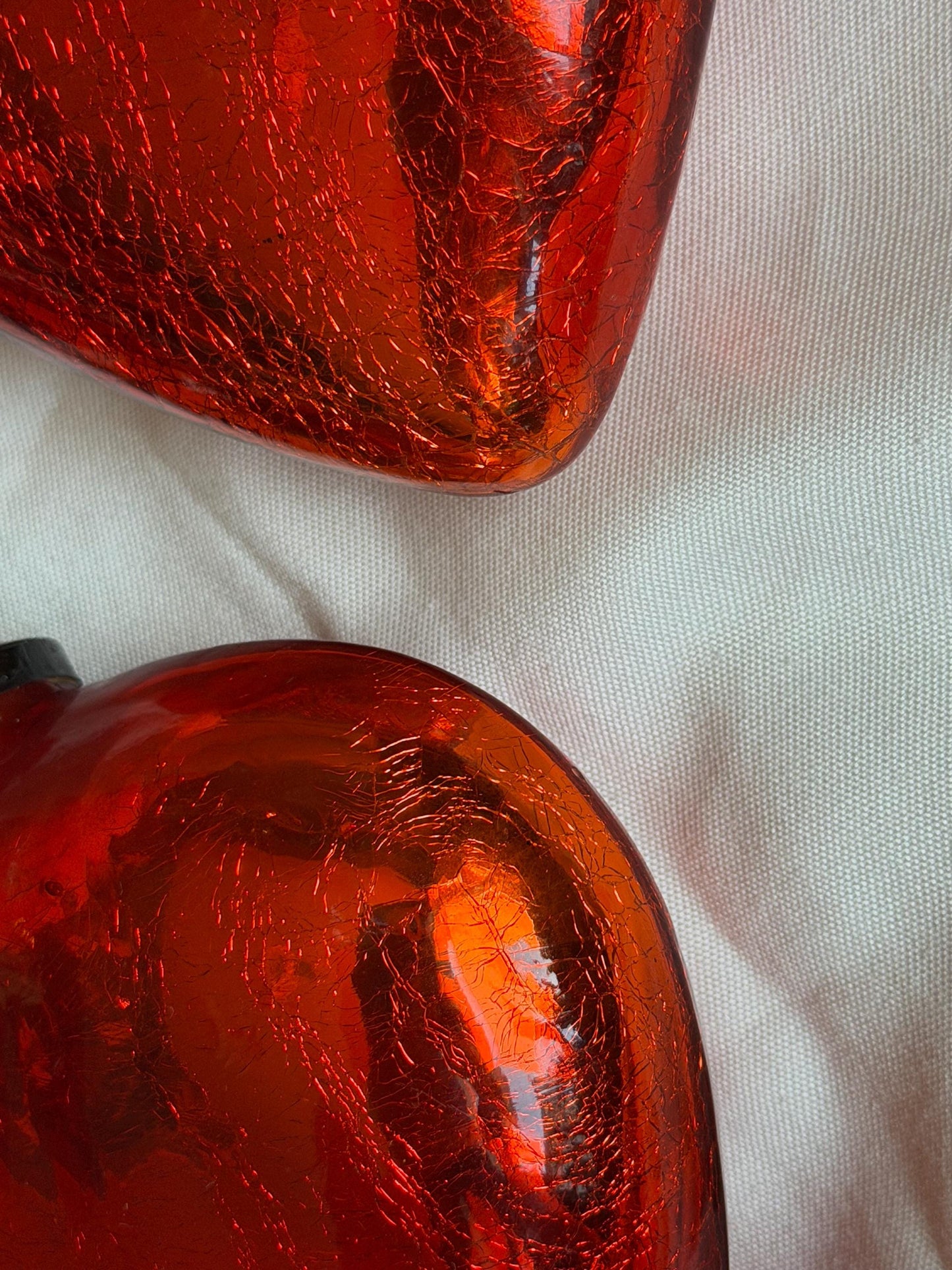 Antique xl  red heart Glass Christmas Baubles, Set of 3 large vintage Ornaments ‘grande bola del vidro’ romantic,  20 cm, christmas love