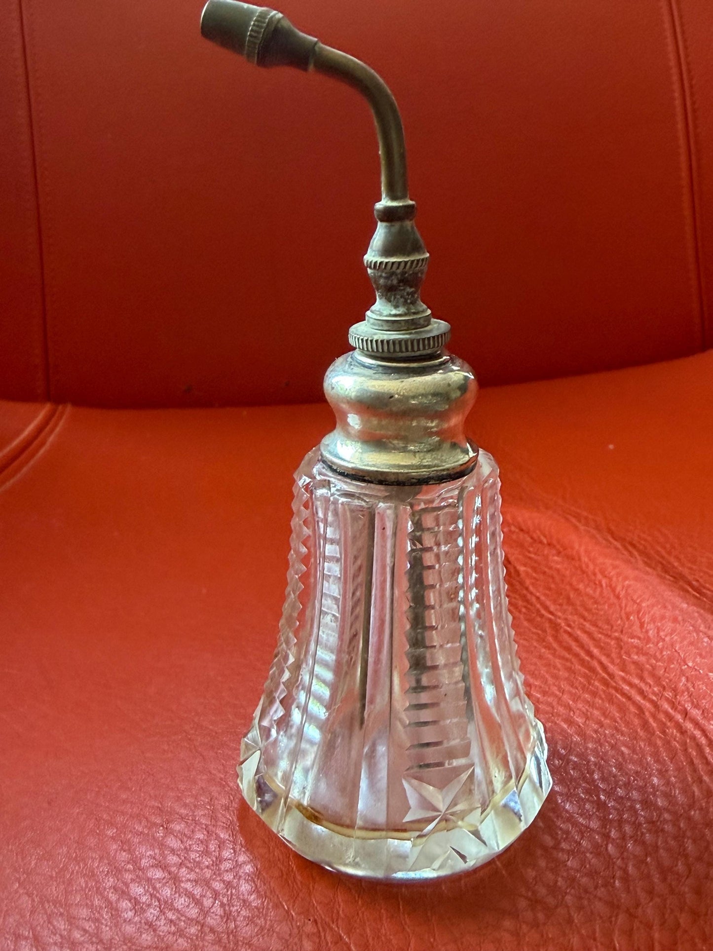 Antique Sterling Silver Crystal Vanity Set Edwardian Perfume Bottles atomizer Cut Glass Dressing Table Set