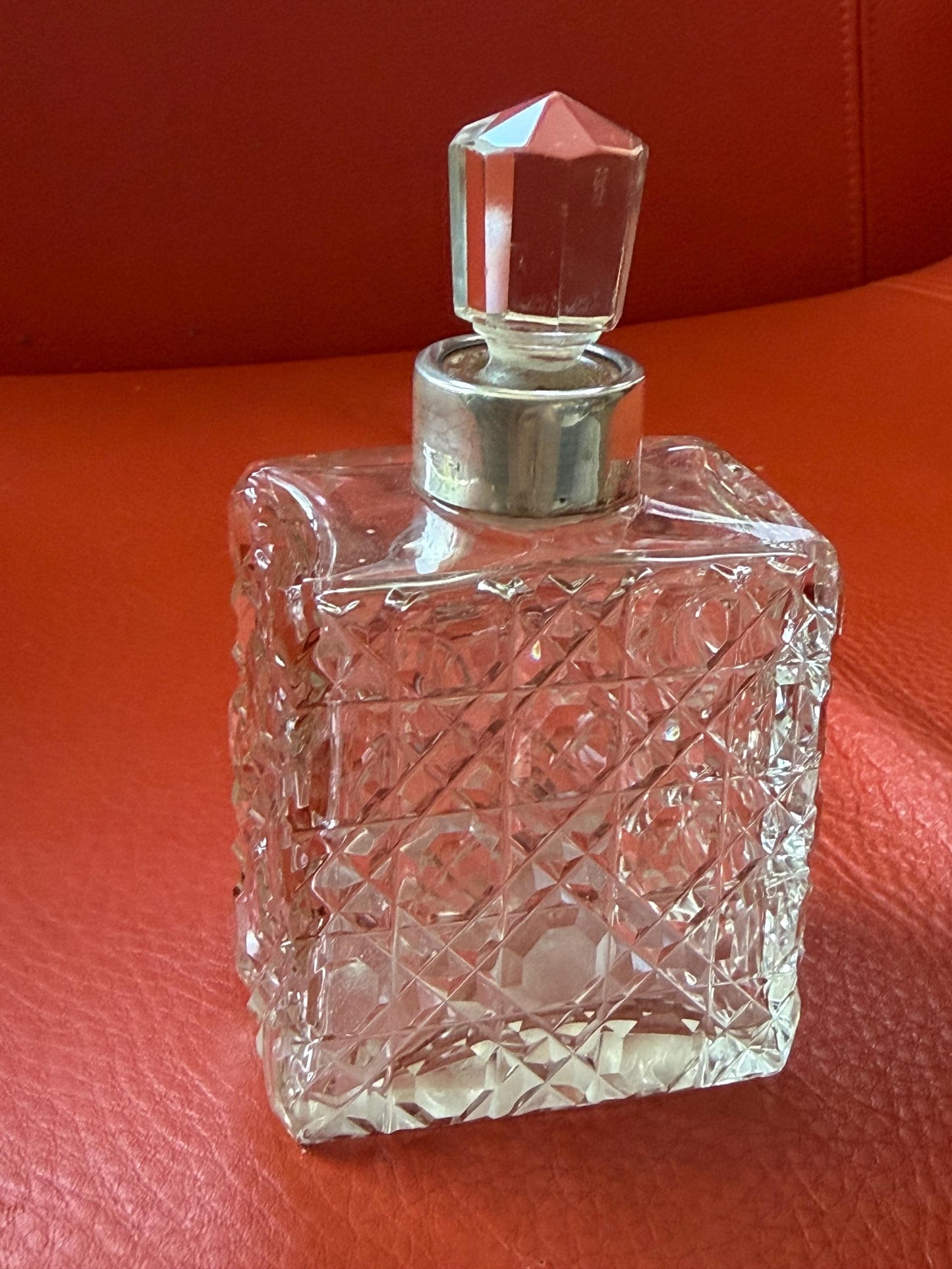 Antique Sterling Silver Crystal Vanity Set Edwardian Perfume Bottles atomizer Cut Glass Dressing Table Set