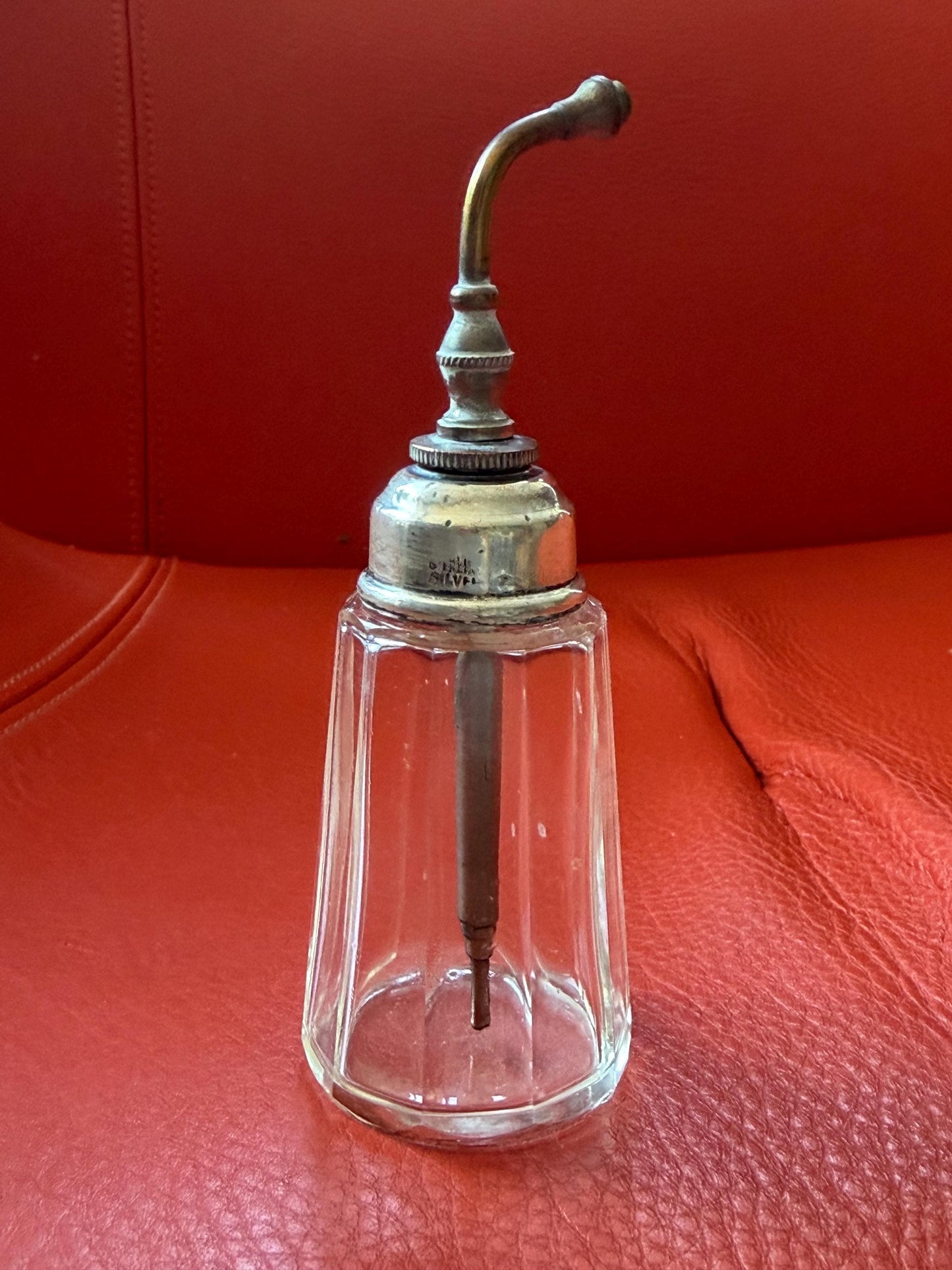 Antique Sterling Silver Crystal Vanity Set Edwardian Perfume Bottles atomizer Cut Glass Dressing Table Set