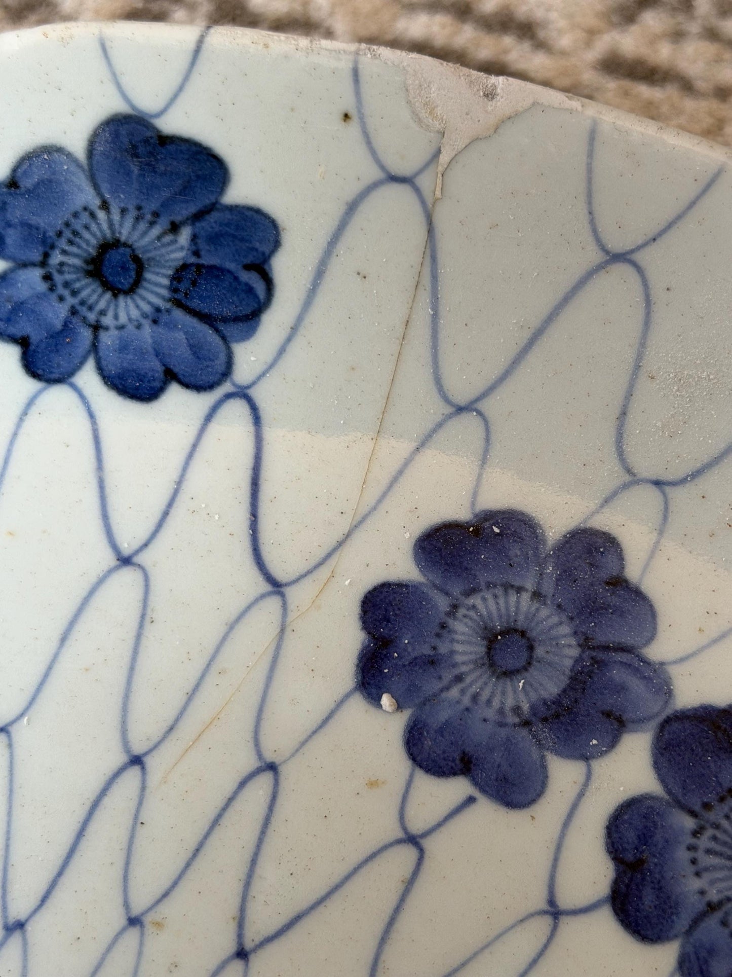 A Large Antique 18th Century Edo Arita Porcelain Plate - Blue and White Japanese - 33 cm