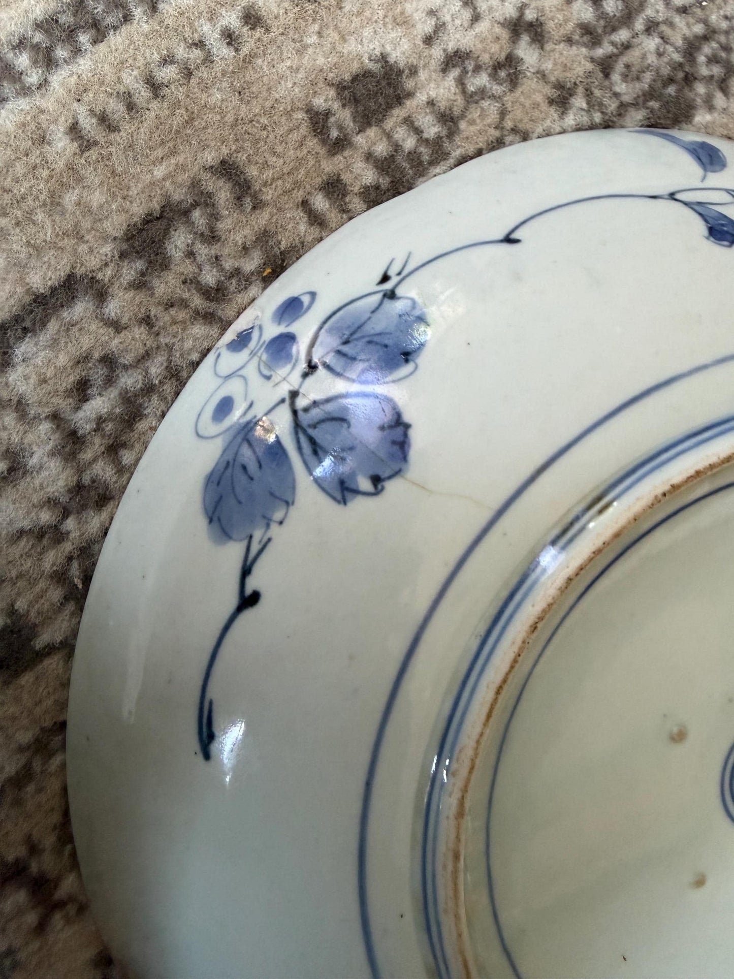 A Large Antique 18th Century Edo Arita Porcelain Plate - Blue and White Japanese - 33 cm