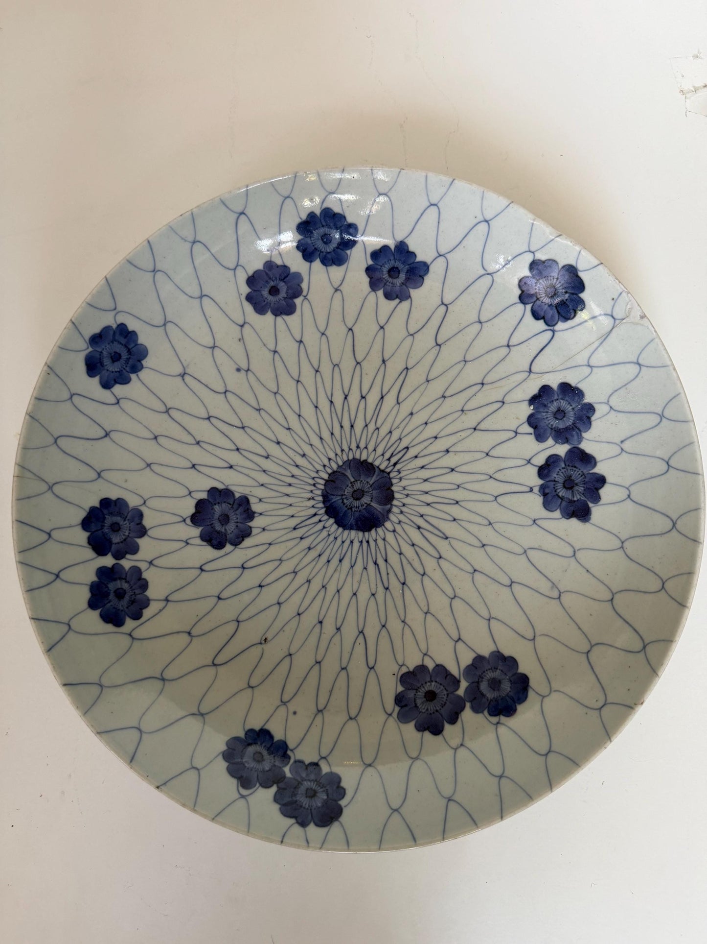 A Large Antique 18th Century Edo Arita Porcelain Plate - Blue and White Japanese - 33 cm