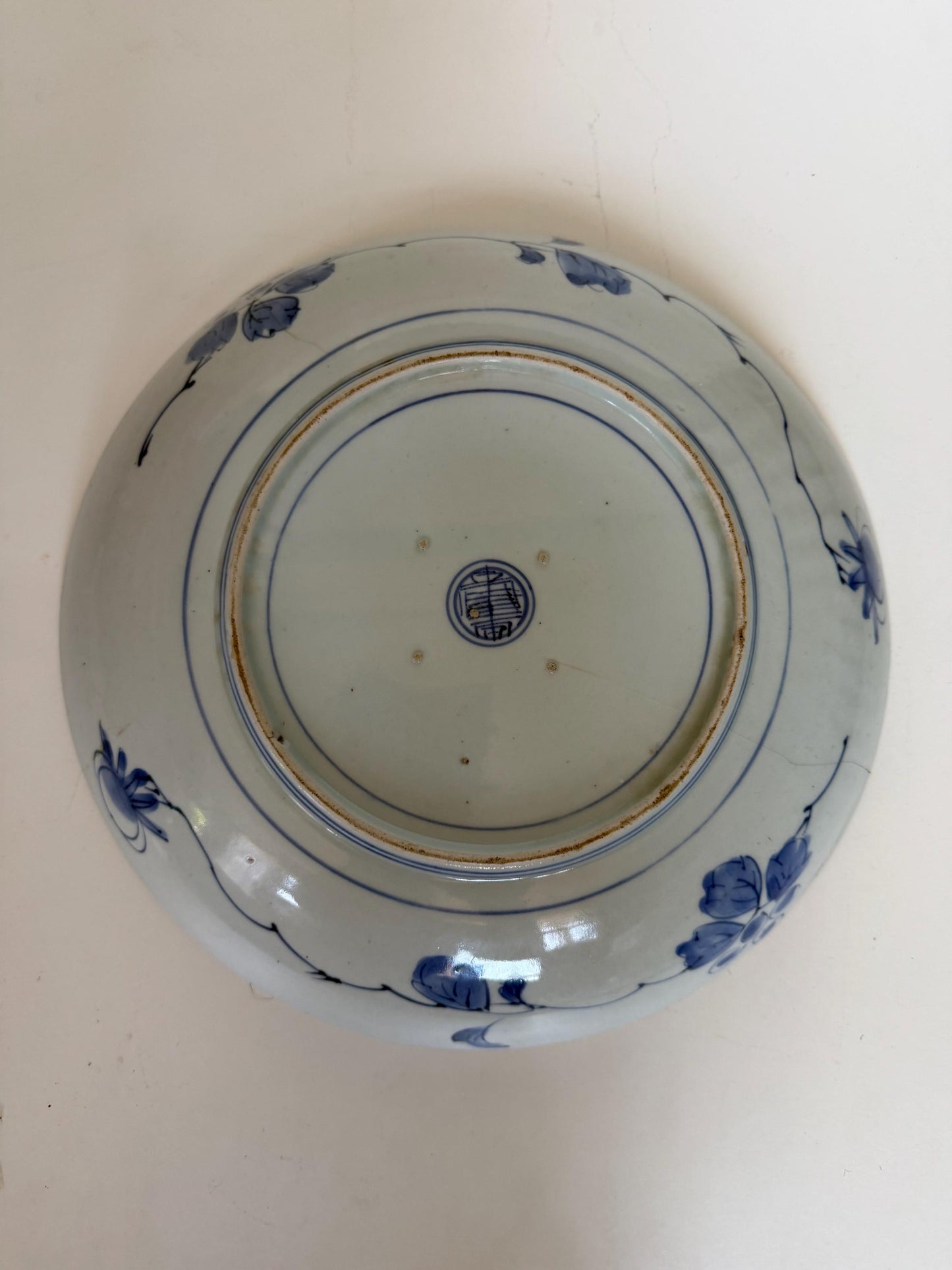 A Large Antique 18th Century Edo Arita Porcelain Plate - Blue and White Japanese - 33 cm