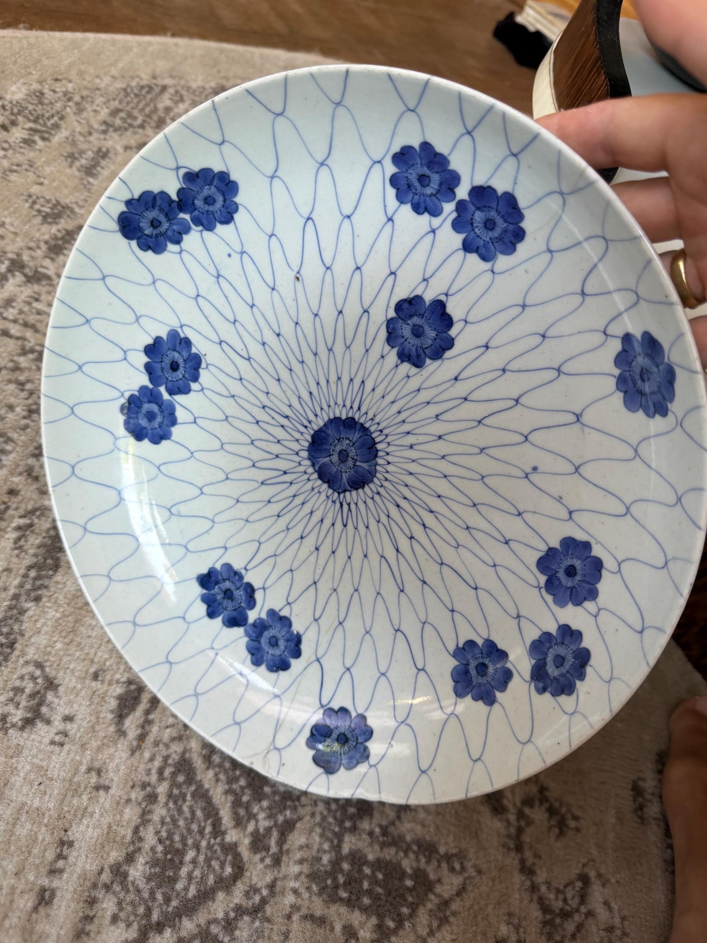 A Large Antique 18th Century Edo Arita Porcelain Plate - Blue and White Japanese - 33 cm
