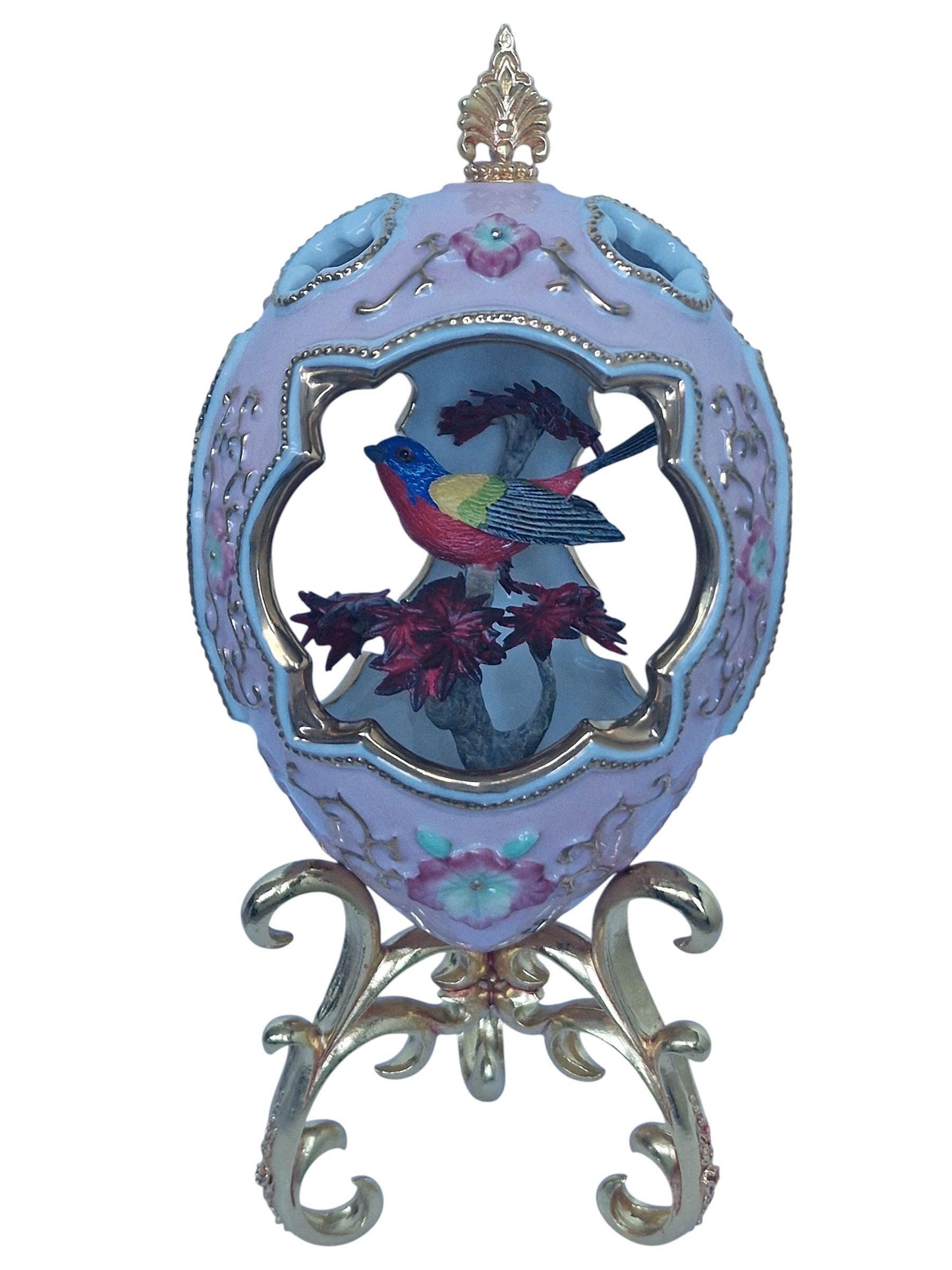 House of Fabergé, Faberge, gilded porcelain large egg with certificate of authenticity, sweet garden of romance, pink egg, retired