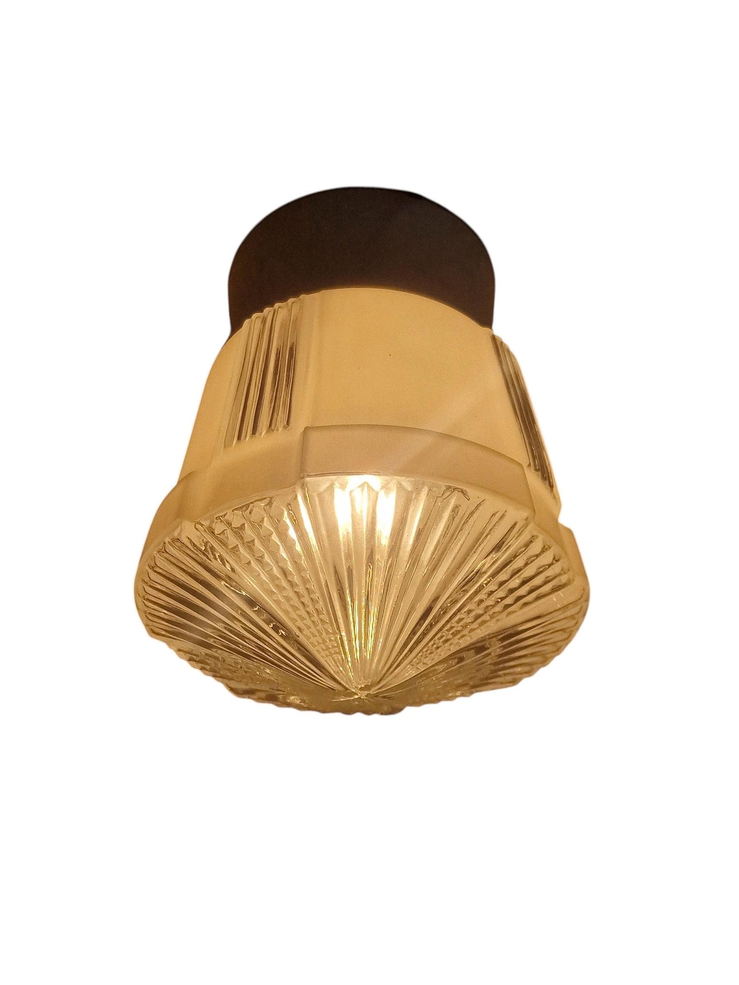 Art Deco light greige and transp soft Glass Ceiling Lamp - Thabur, Niko Fixture, dutch amsterdam design