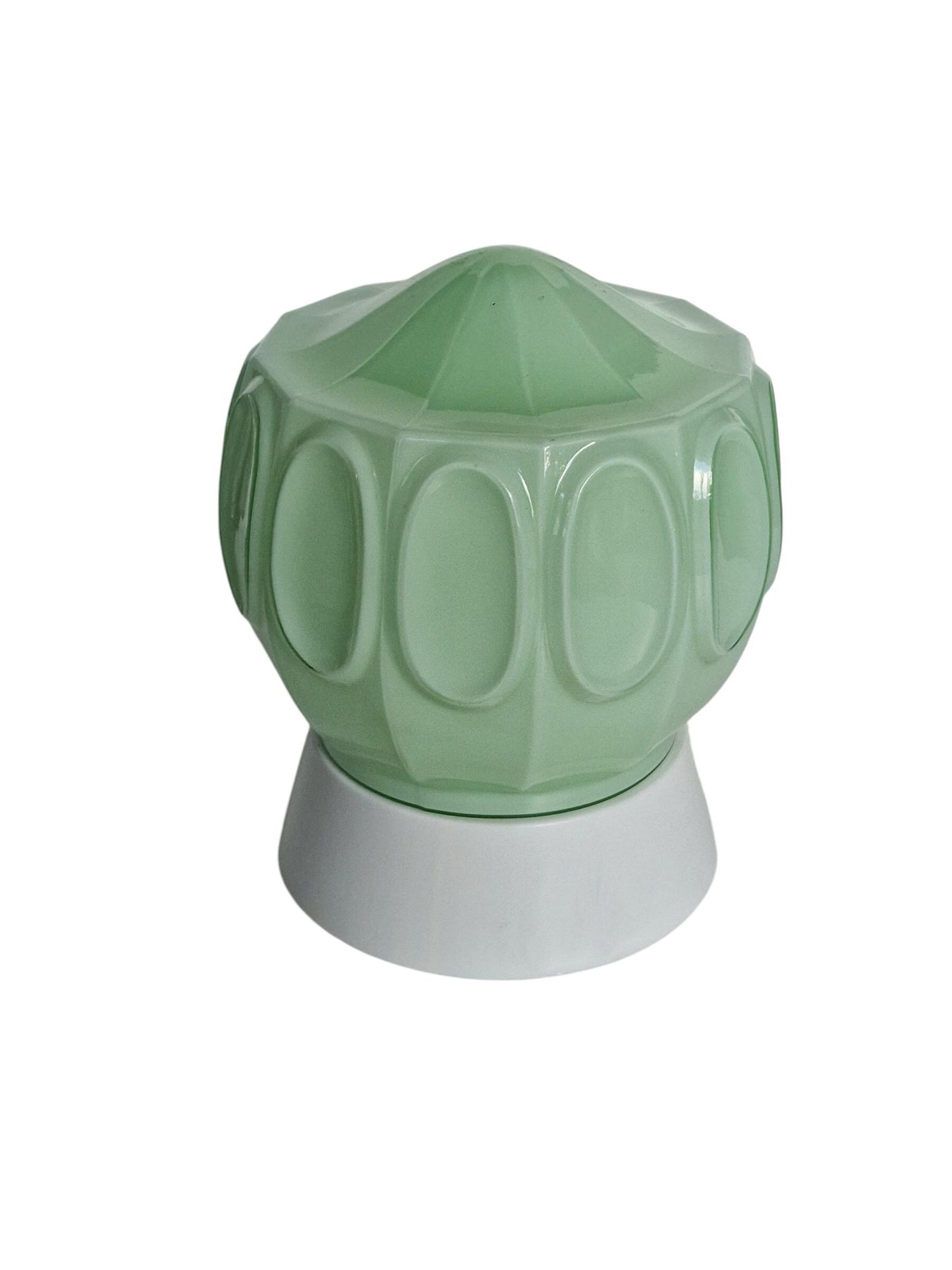 Art Deco light pastel green soft Glass Ceiling Lamp - Thabur, Niko Fixture, dutch amsterdam design