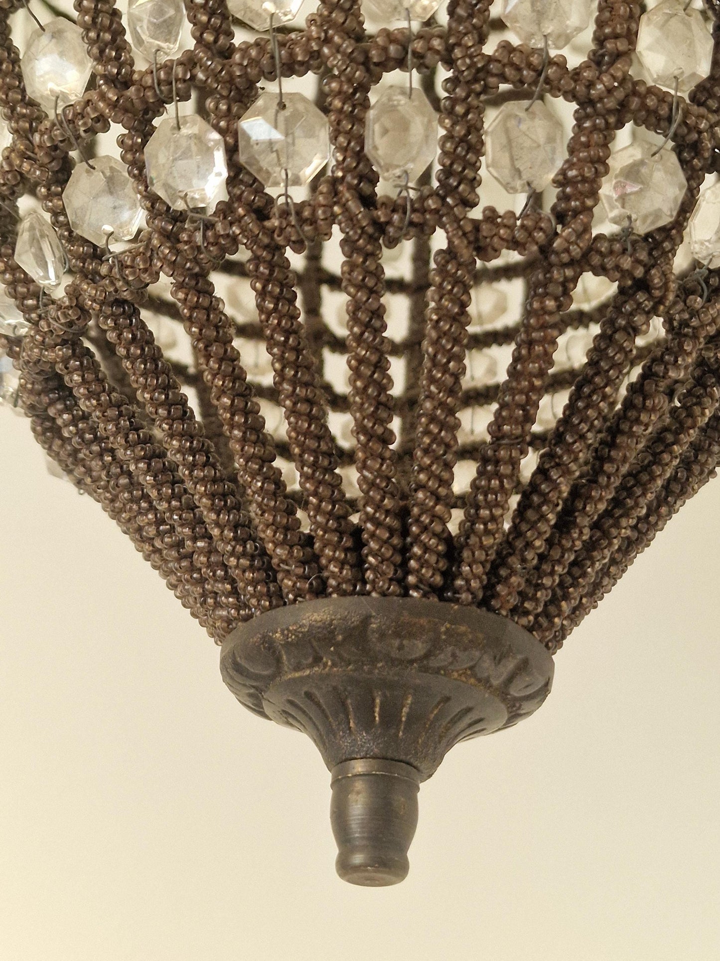 French Art Deco authentic Beaded Crystal Pear Chandelier, Circa 1930 - het Gooi, the Netherlands, stunning light aura