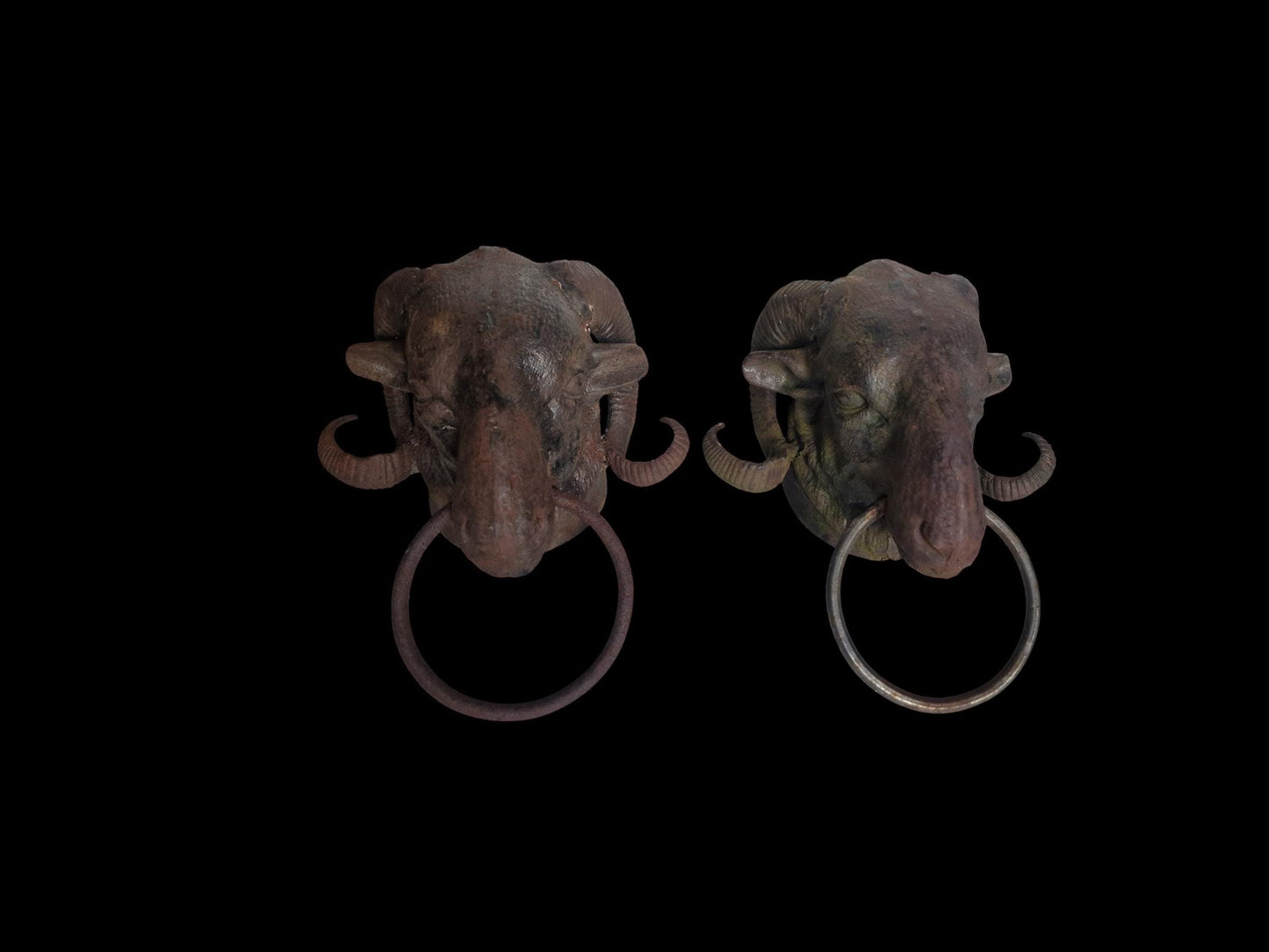 Pair of heavy Ram’s Head Door Knockers, set of 2