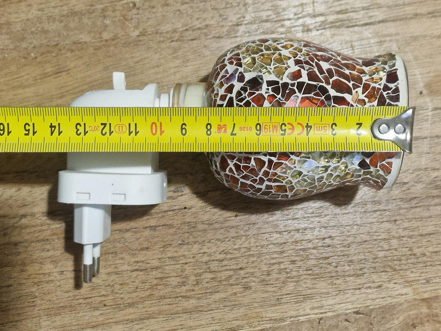 Pair of vintage Mosaic Glass Plug-In Night Lights, amber brown red grey
