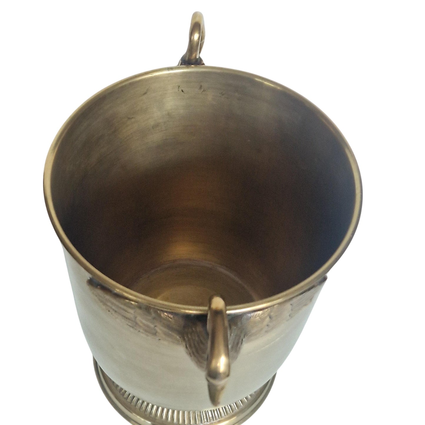 French Brass Champagne Bucket with Swan Handles – Large Empire Style Wine Cooler – Taittinger Style – Ice Bucket – France c.1935–1940
