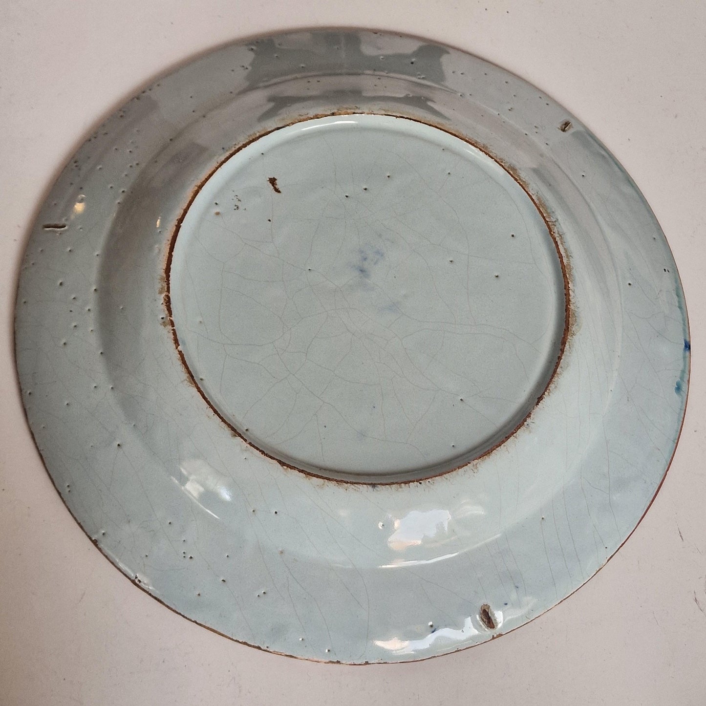 XL large Antique Delft Plate, 18th Century Dutch Chinoiserie, Oriental Decor