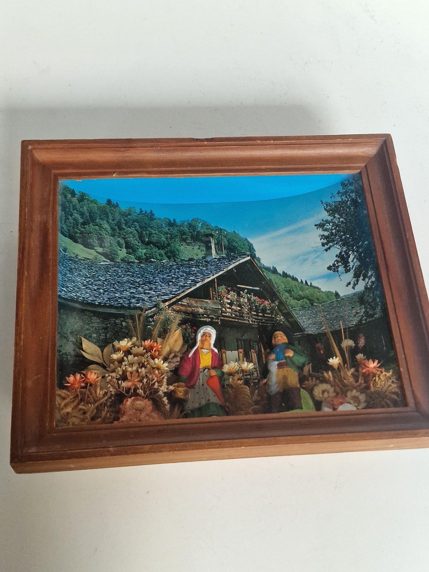 French Folk Art Diorama – Tableau Folklorique Avignon – Provence – Shadow Box – 23 cm - viewing bix 3d early tourism