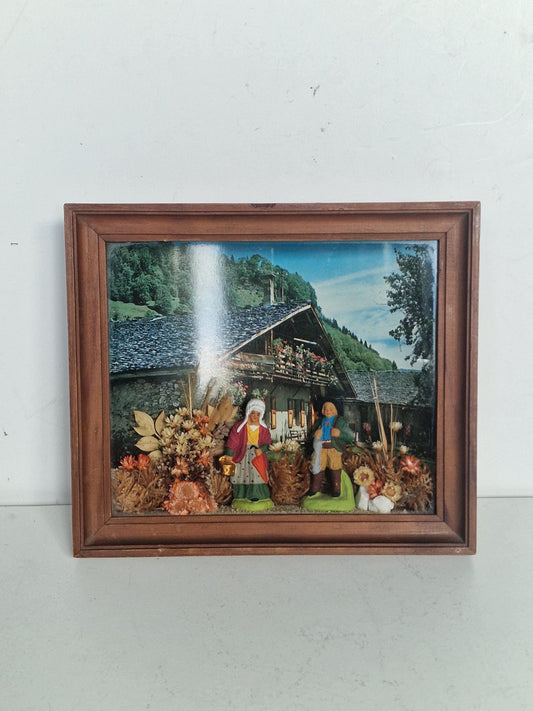 French Folk Art Diorama – Tableau Folklorique Avignon – Provence – Shadow Box – 23 cm - viewing bix 3d early tourism