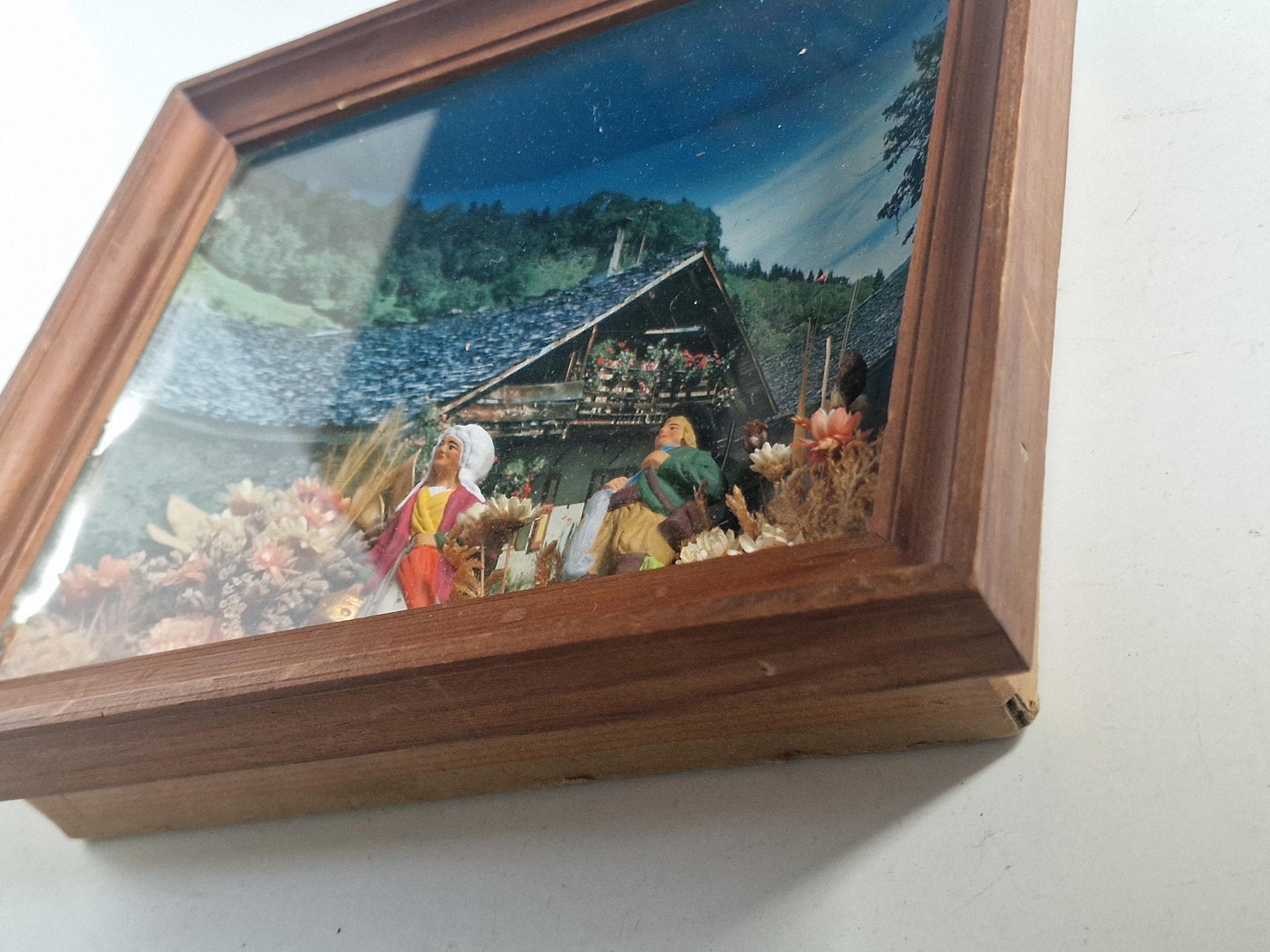French Folk Art Diorama – Tableau Folklorique Avignon – Provence – Shadow Box – 23 cm - viewing bix 3d early tourism
