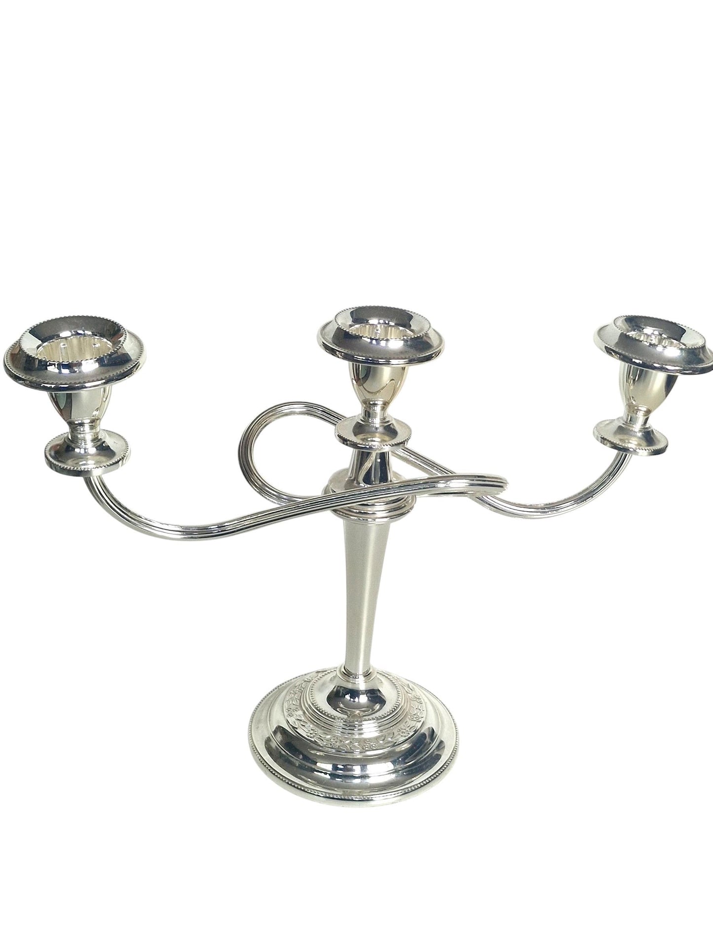 Vintage Silver Plated 3 Arm Candelabra, Three Light Candle Holder, scrolled arms, Classical Candlestick, Elegant Table Centerpiece