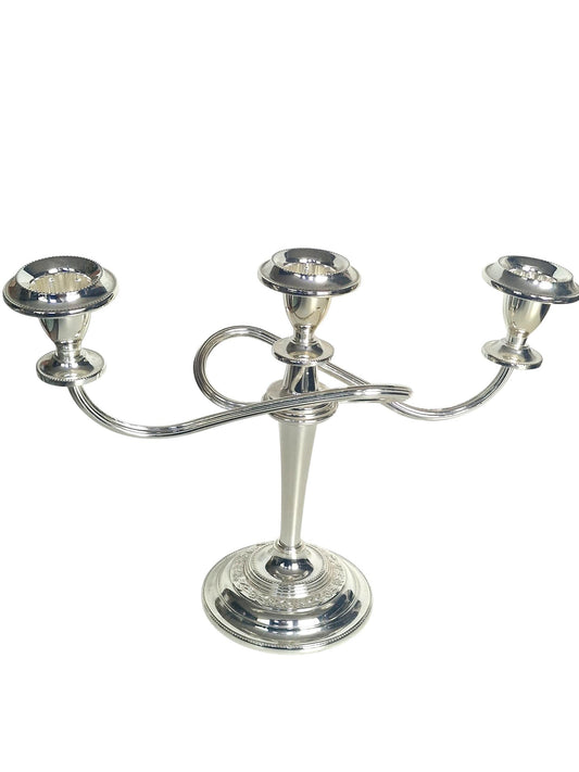 Vintage Silver Plated 3 Arm Candelabra, Three Light Candle Holder, scrolled arms, Classical Candlestick, Elegant Table Centerpiece