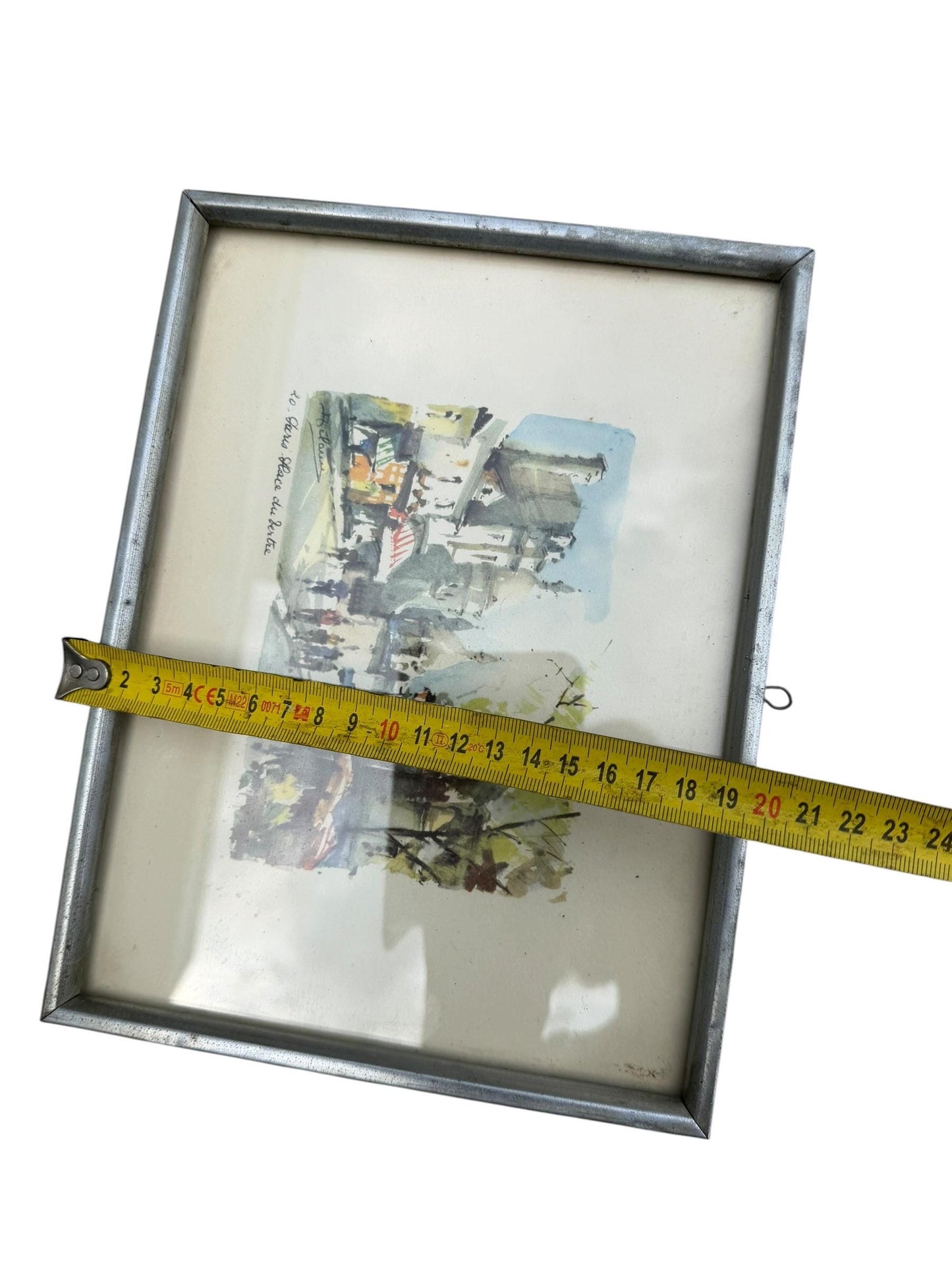 Vintage Watercolour Prints – subtropic mediteranian, early tourism Riva del Garda & Paris – Mid-Century Framed Pair (c.1950s–1960s)