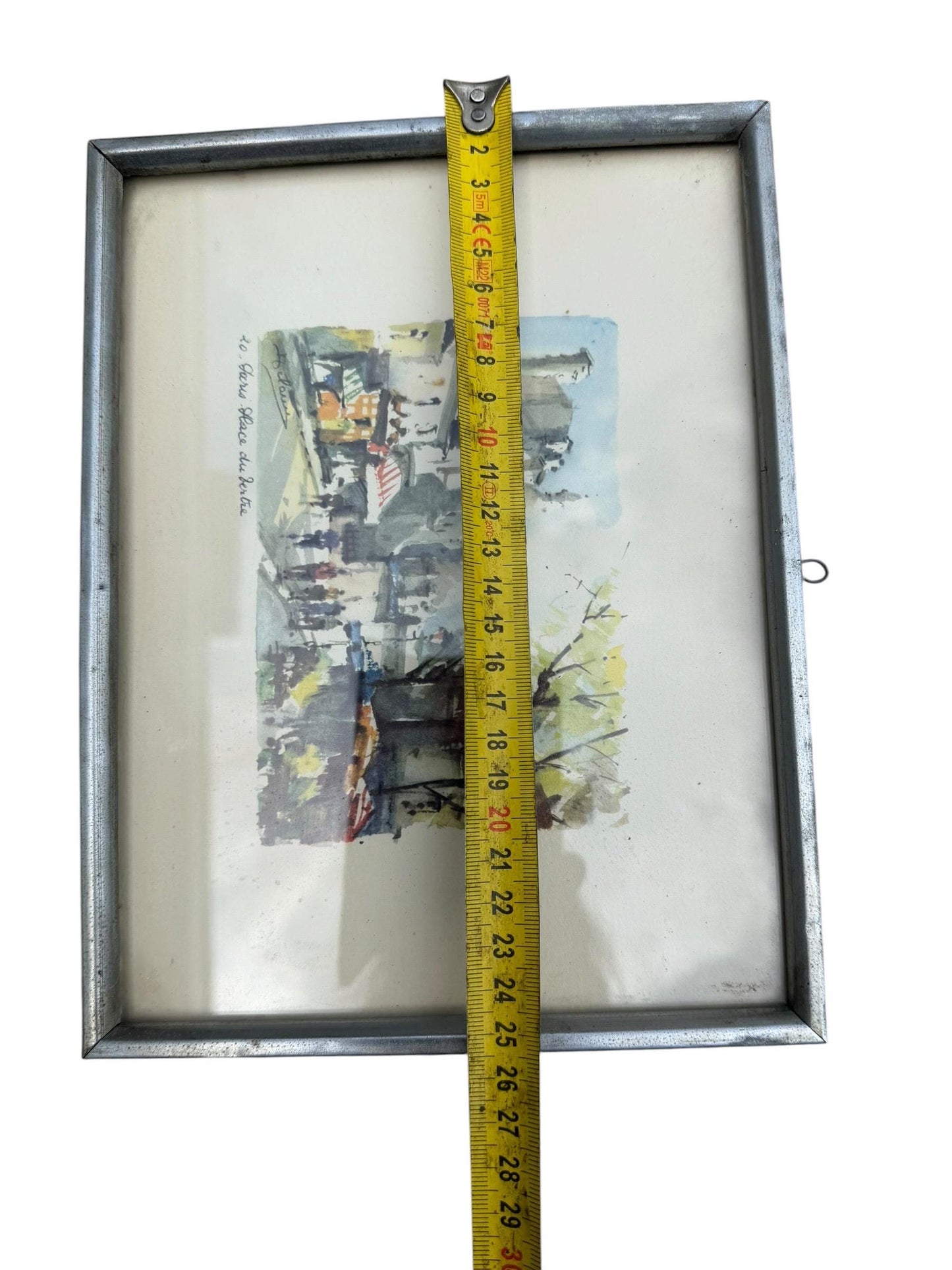 Vintage Watercolour Prints – subtropic mediteranian, early tourism Riva del Garda & Paris – Mid-Century Framed Pair (c.1950s–1960s)