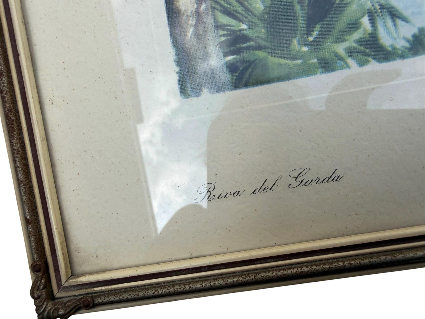 Vintage Watercolour Prints – subtropic mediteranian, early tourism Riva del Garda & Paris – Mid-Century Framed Pair (c.1950s–1960s)
