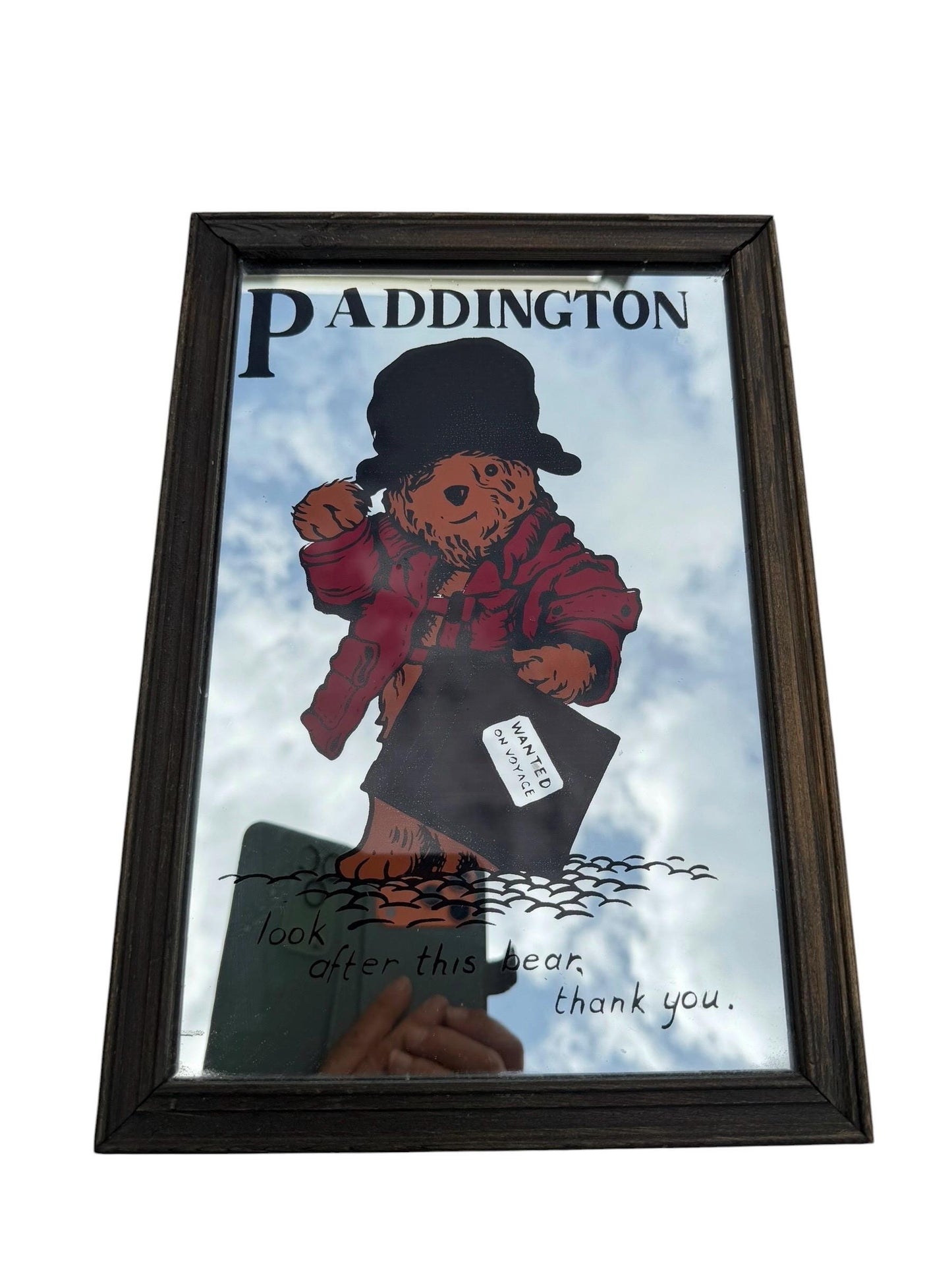 Vintage Paddington Bear Mirror – Framed Nursery Mirror – UK – c.1970s–1980s