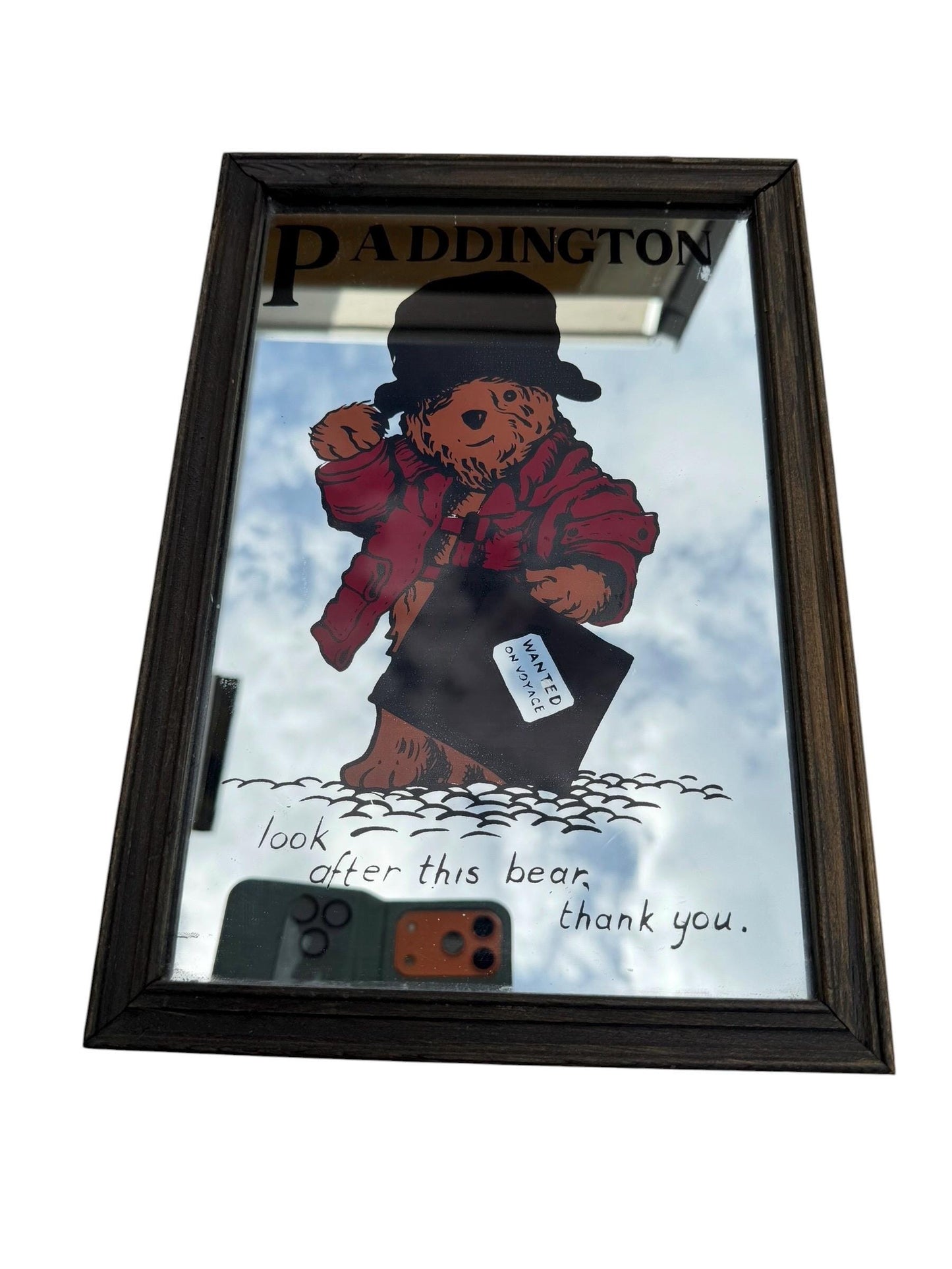 Vintage Paddington Bear Mirror – Framed Nursery Mirror – UK – c.1970s–1980s