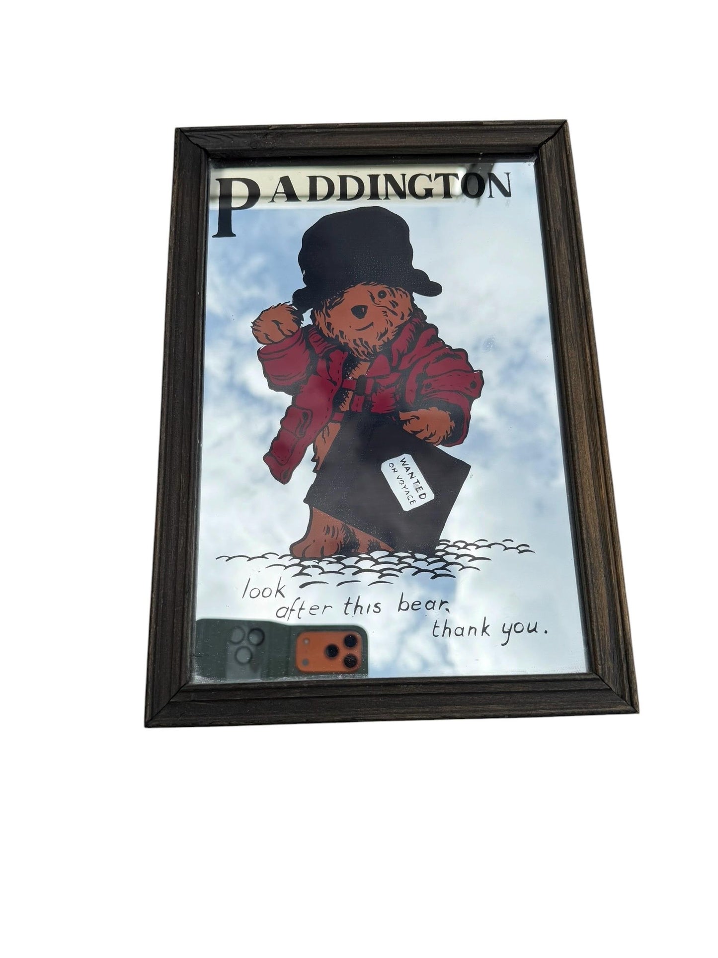 Vintage Paddington Bear Mirror – Framed Nursery Mirror – UK – c.1970s–1980s