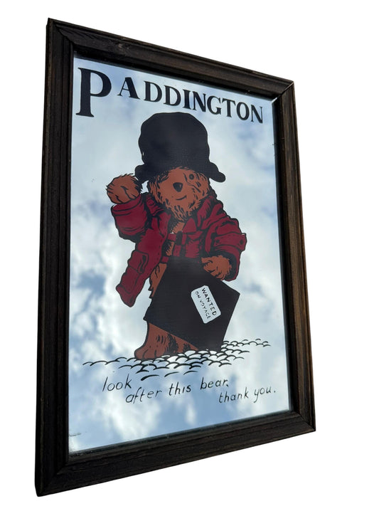 Vintage Paddington Bear Mirror – Framed Nursery Mirror – UK – c.1970s–1980s