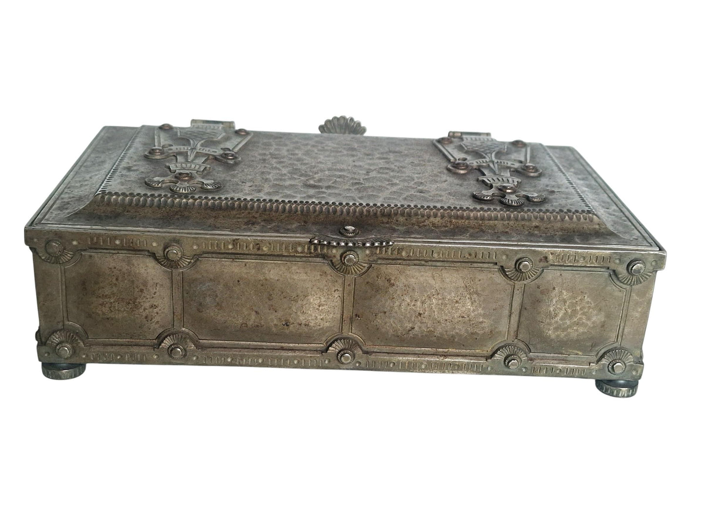 Arts & Crafts Hammered Metal pewter antique document Casket – England – c.1900–1915 scotland