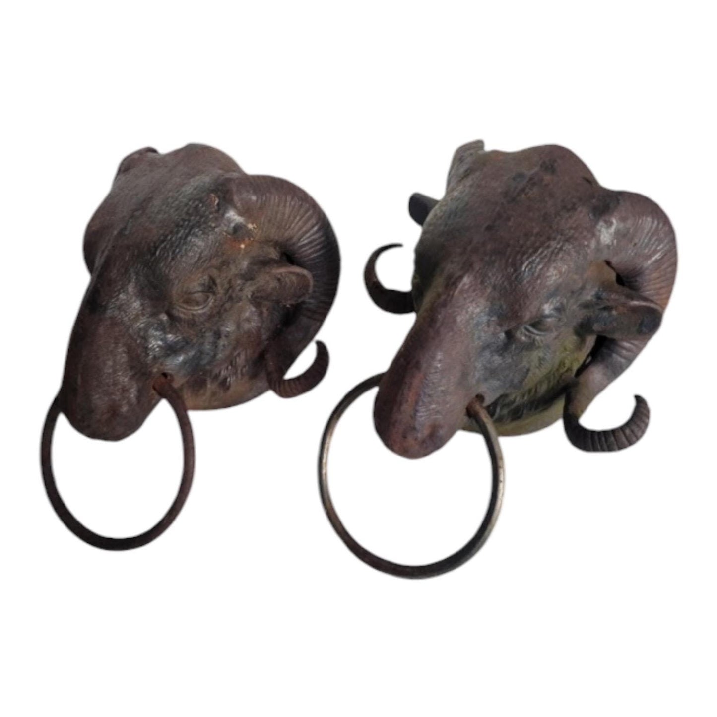 Pair of heavy Ram’s Head Door Knockers, set of 2
