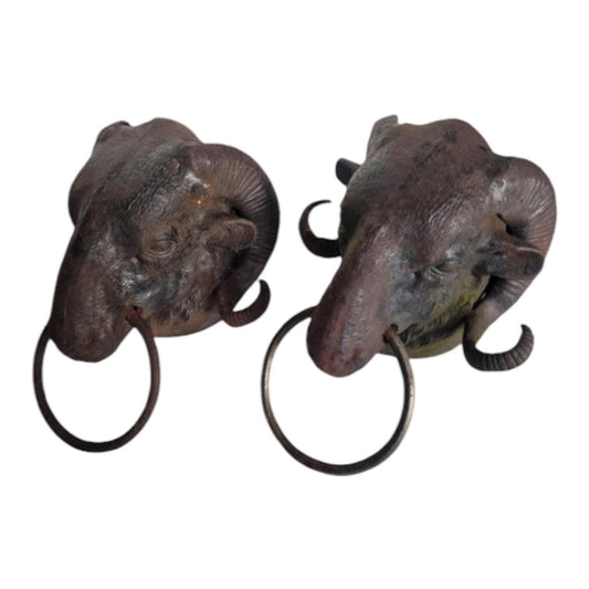 Pair of heavy Ram’s Head Door Knockers, set of 2