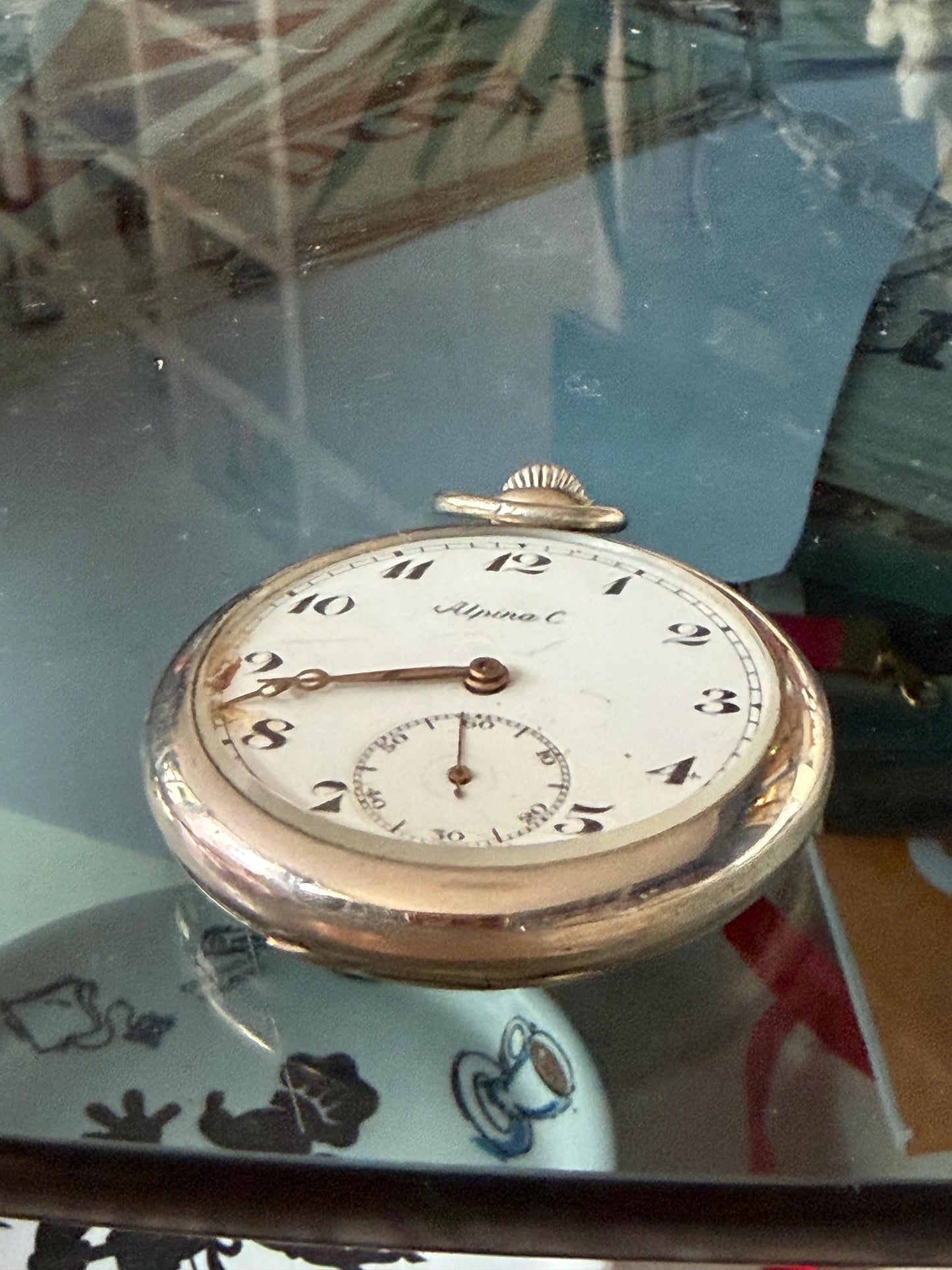Alpina c zakhorloge, antique pocket watch in case
