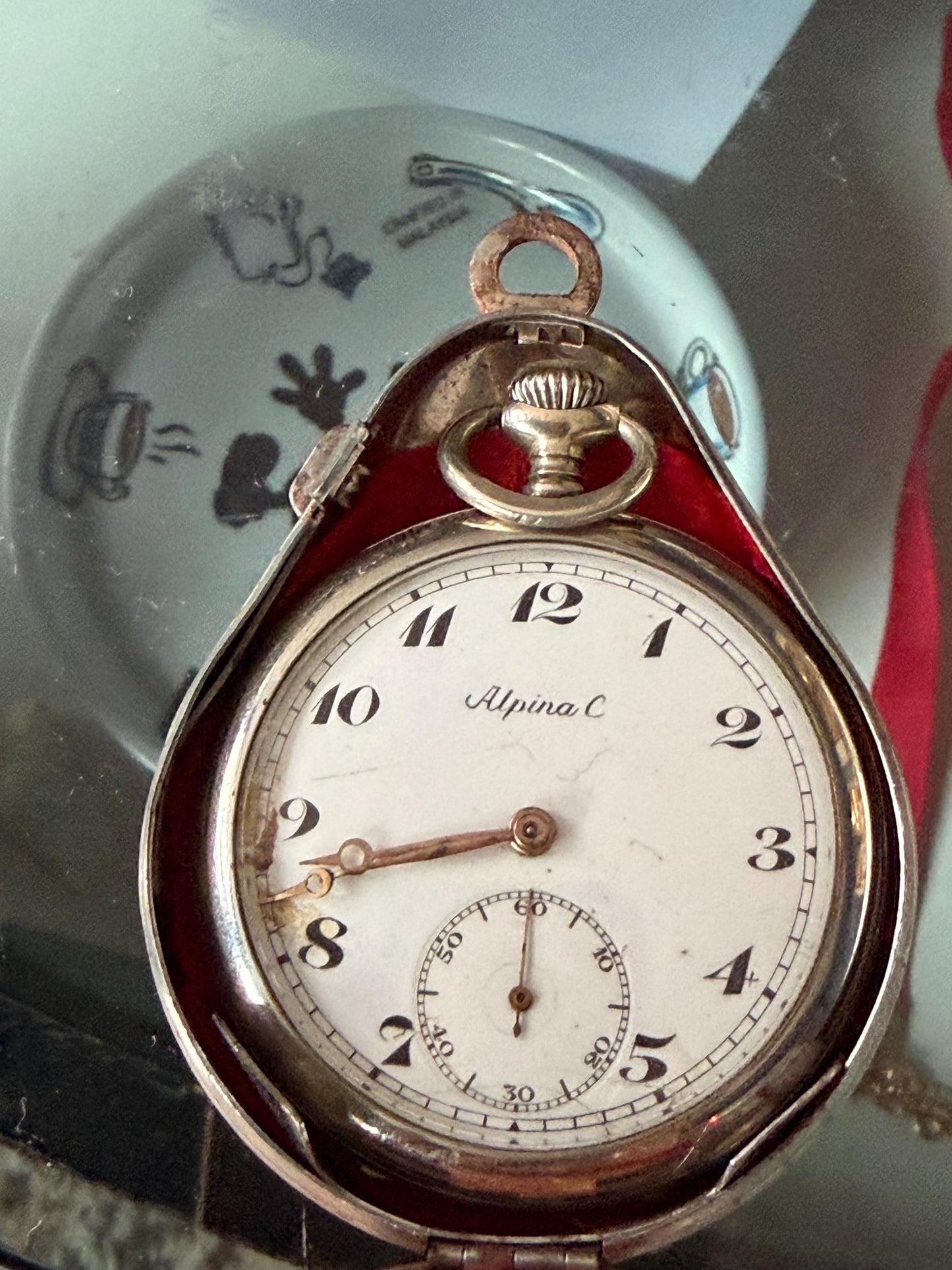 Alpina c zakhorloge, antique pocket watch in case