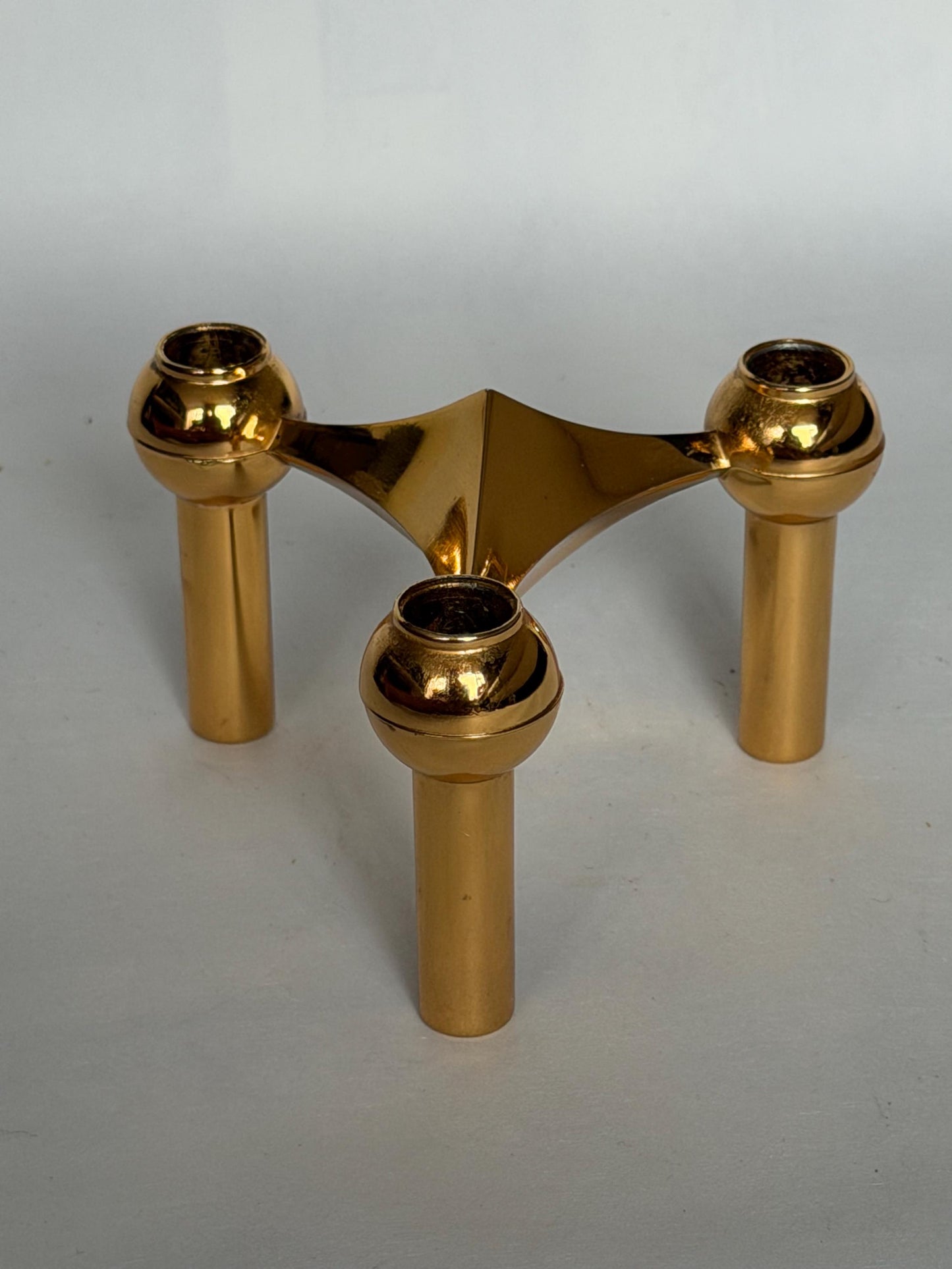 Vintage Modernist Three-Light Candle Holder