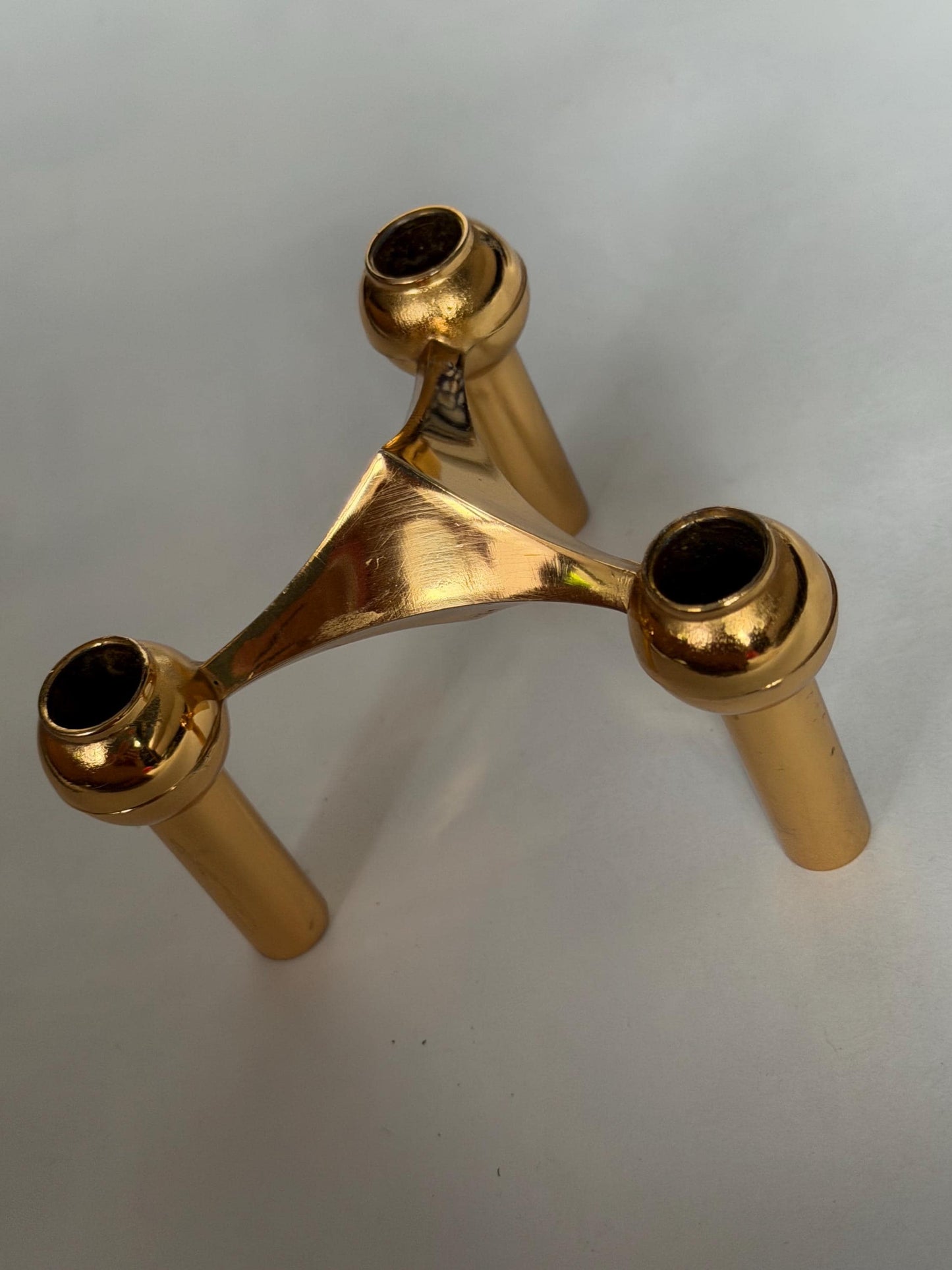 Vintage Modernist Three-Light Candle Holder