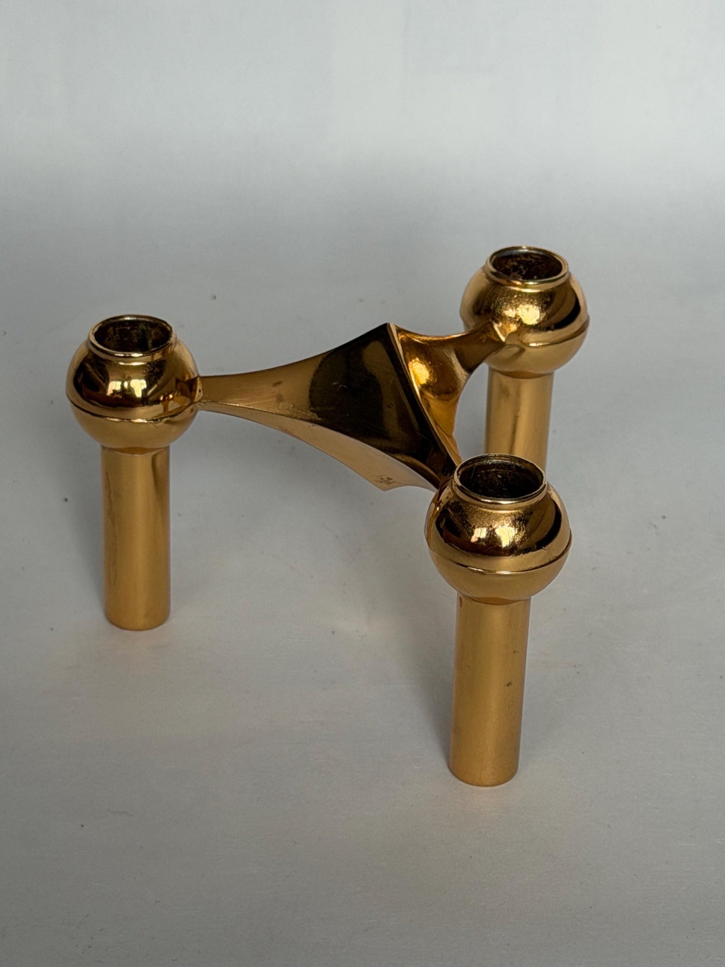 Vintage Modernist Three-Light Candle Holder