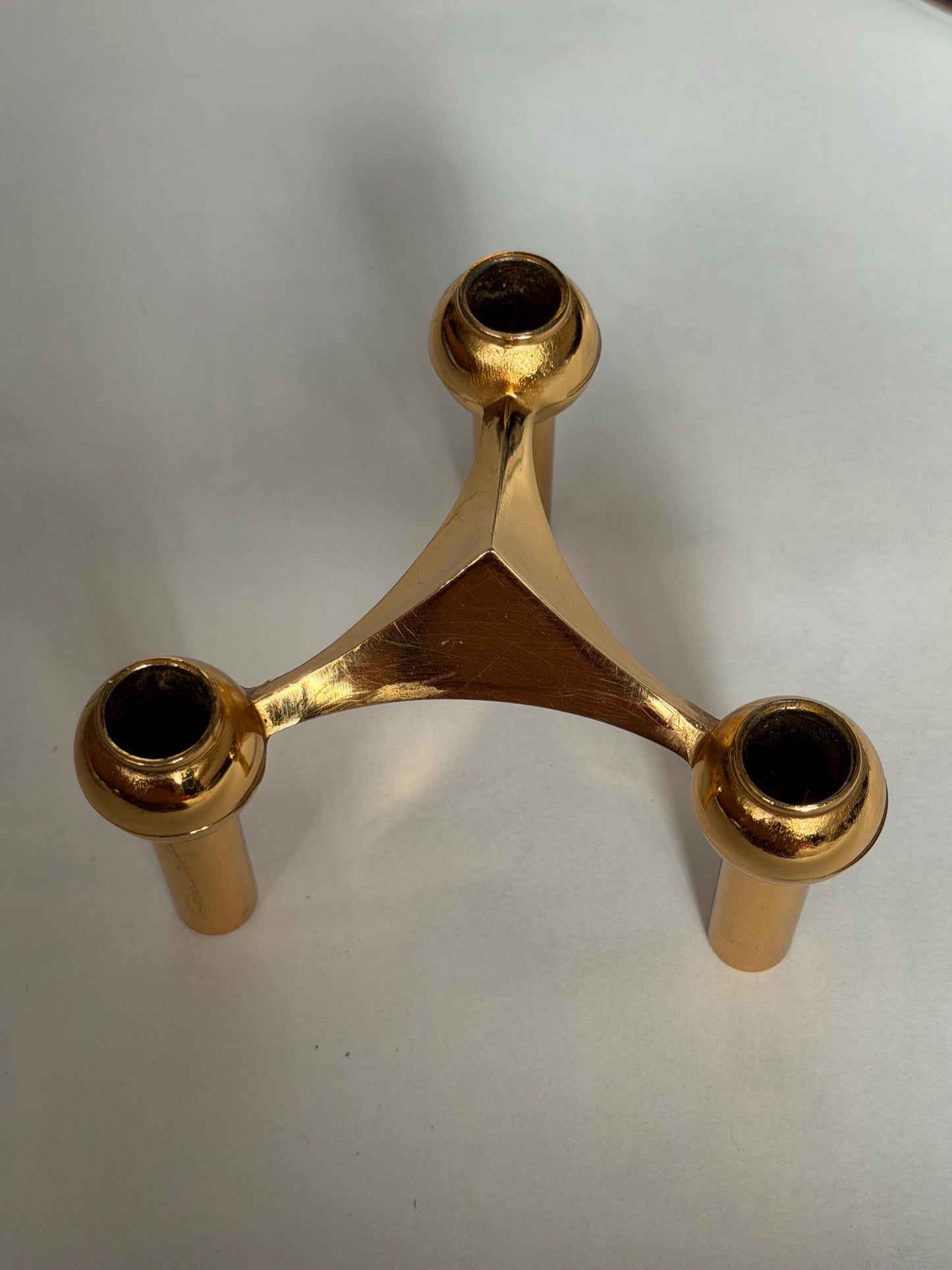 Vintage Modernist Three-Light Candle Holder