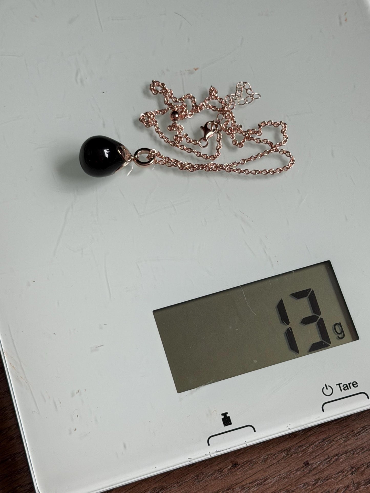 FABERGE Sterling Silver Rose Gold Charm necklace with onyx black pendant, Fabergé