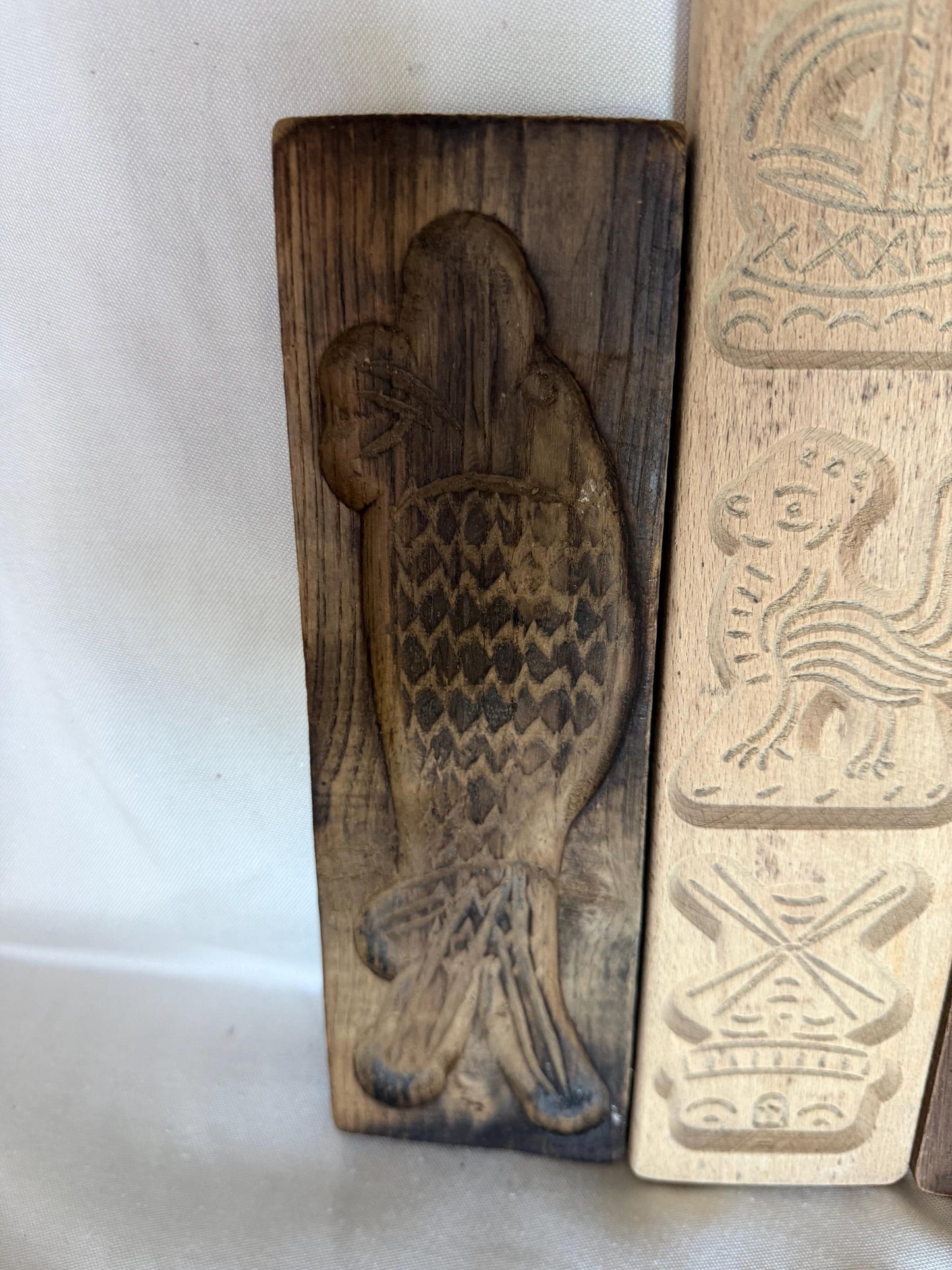 Antique Dutch Speculaas wood Cookie Mold Set wooden handcarved kitchen shelf, Antique holland Mold Set Hand-Carved Wooden baking cake Boards