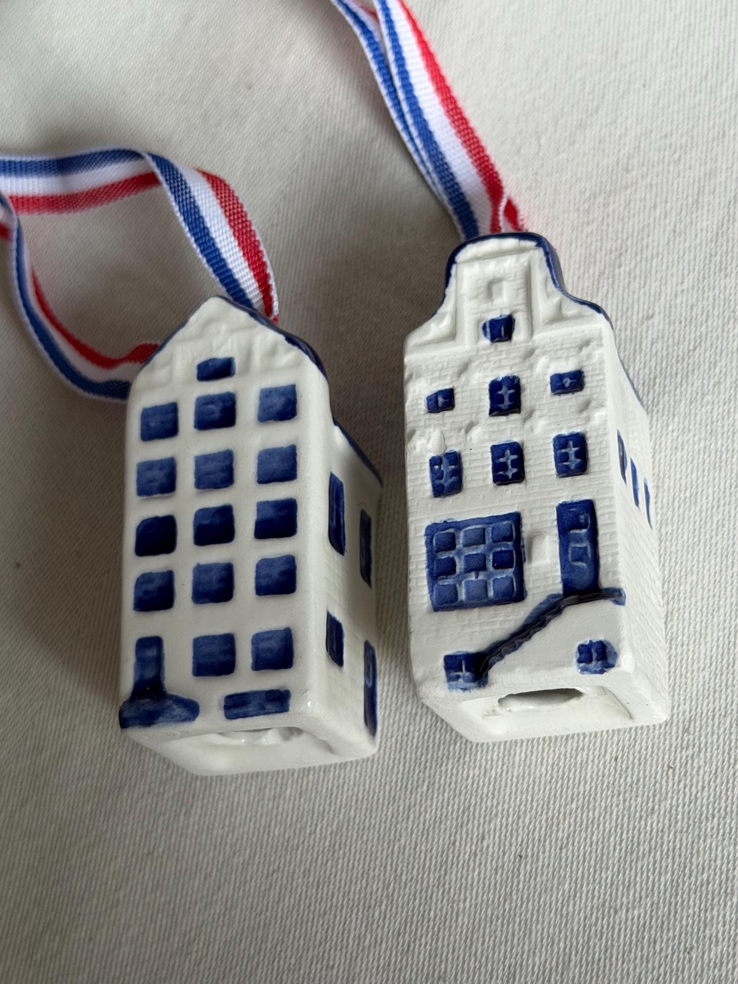 8 KLM Amsterdam Canal Houses, vintage Hand Painted Porcelain Collectible Dutch grachtenpandjes street delftglass & ceramic display or hang