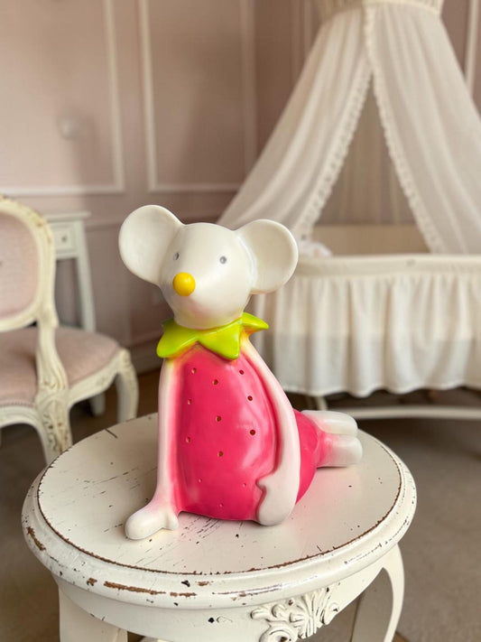Vintage HEICO Twiggy Mouse Lamp, Strawberry  Light,  Germany, child  Nursery Decor babyroombaby