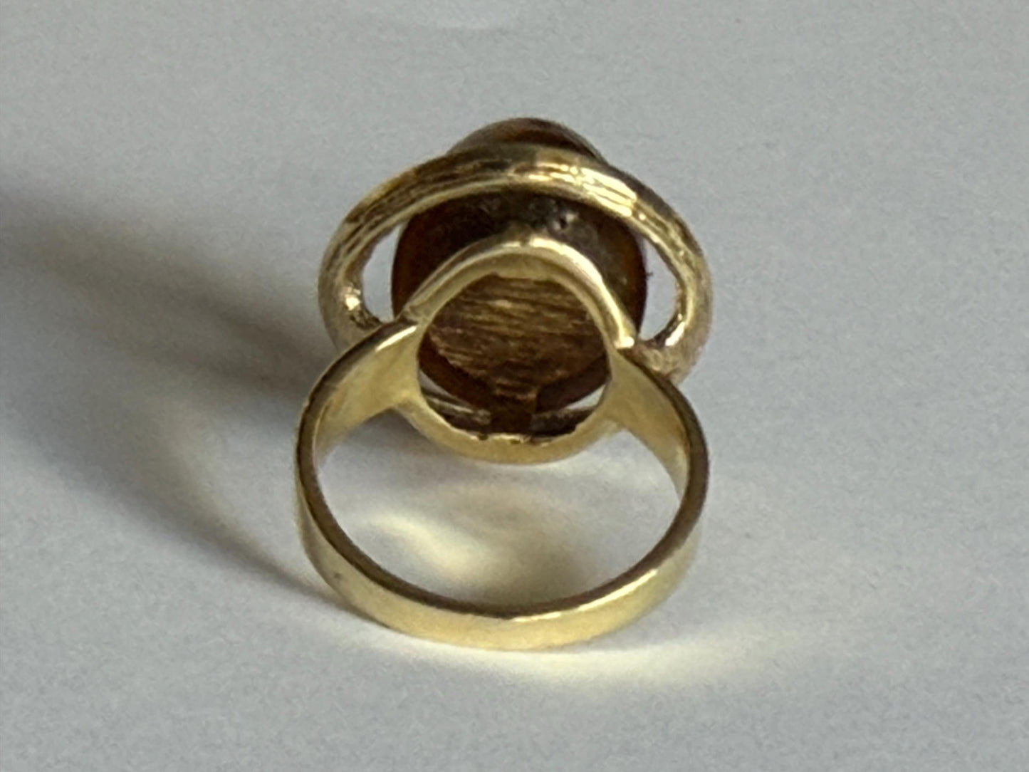 Vintage Scandinavian big designer 14K Gold Tiger’s Eye Ring,  Modernist 585 Gold,  Size 51, 8.2 g, perfect conditionausema jewelry