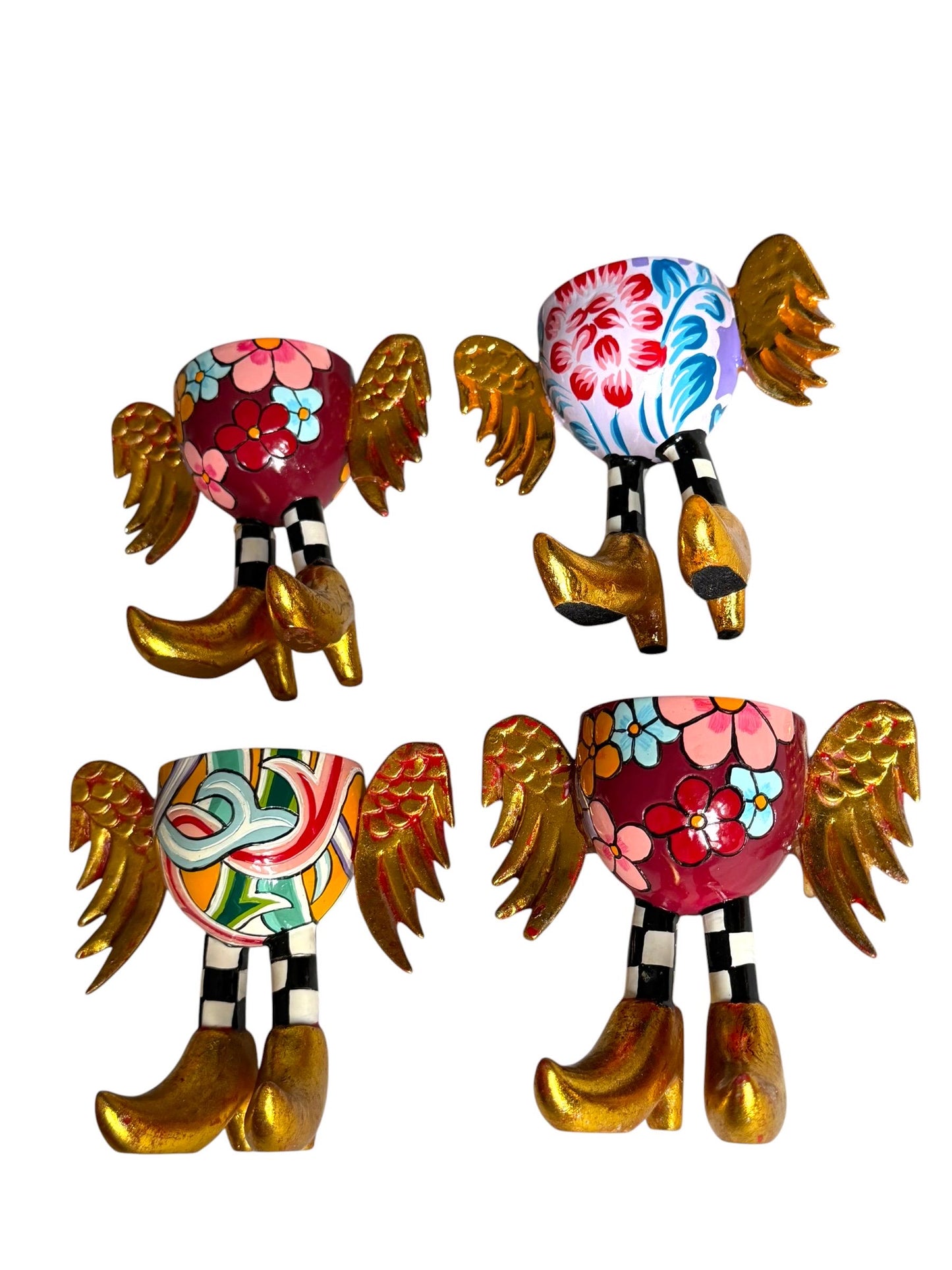 Toms Drag - thomas hoffmann , Set of 4 Designer Egg Cups with Wings – Retired Hand Painted Collectible by Tom’s Company eierdopjes