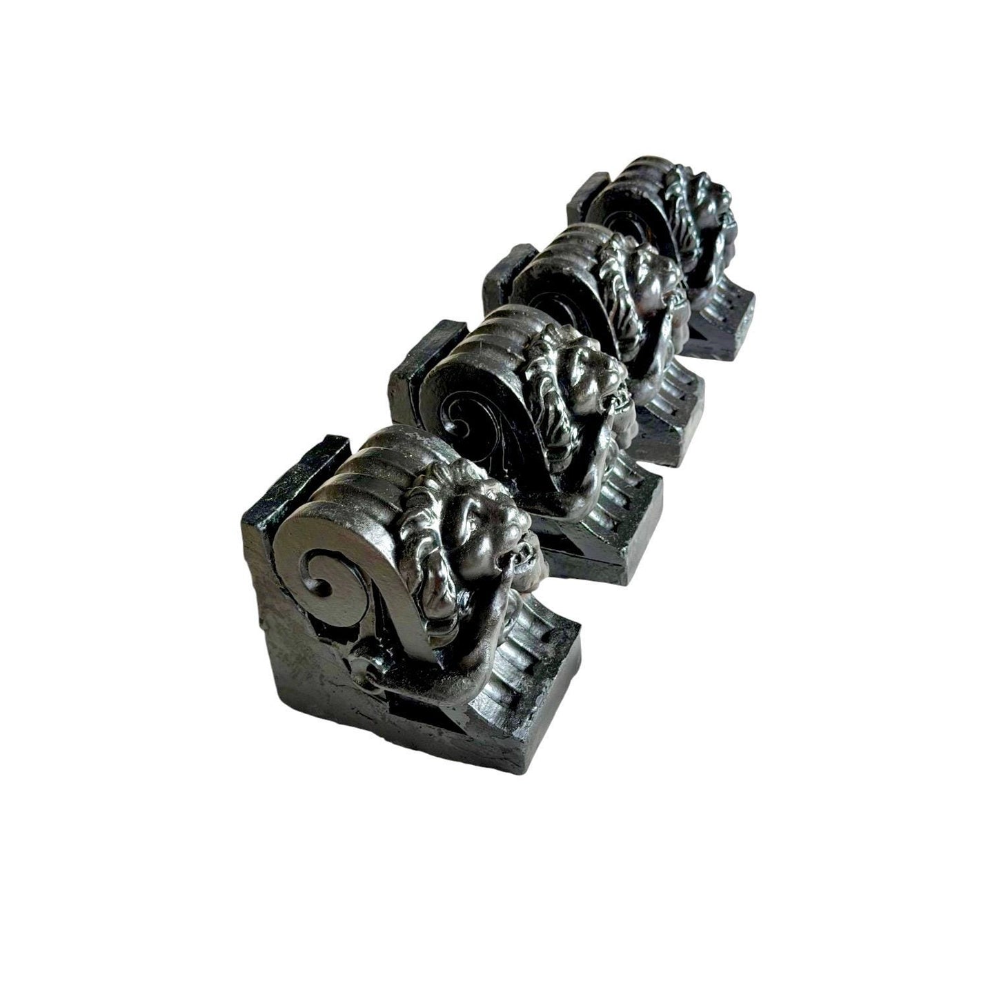 Set of 4 Art Nouveau Architectural Plaster Corbels with Grotesque Lion Masks, ca. 1900 Antique consoles ornament