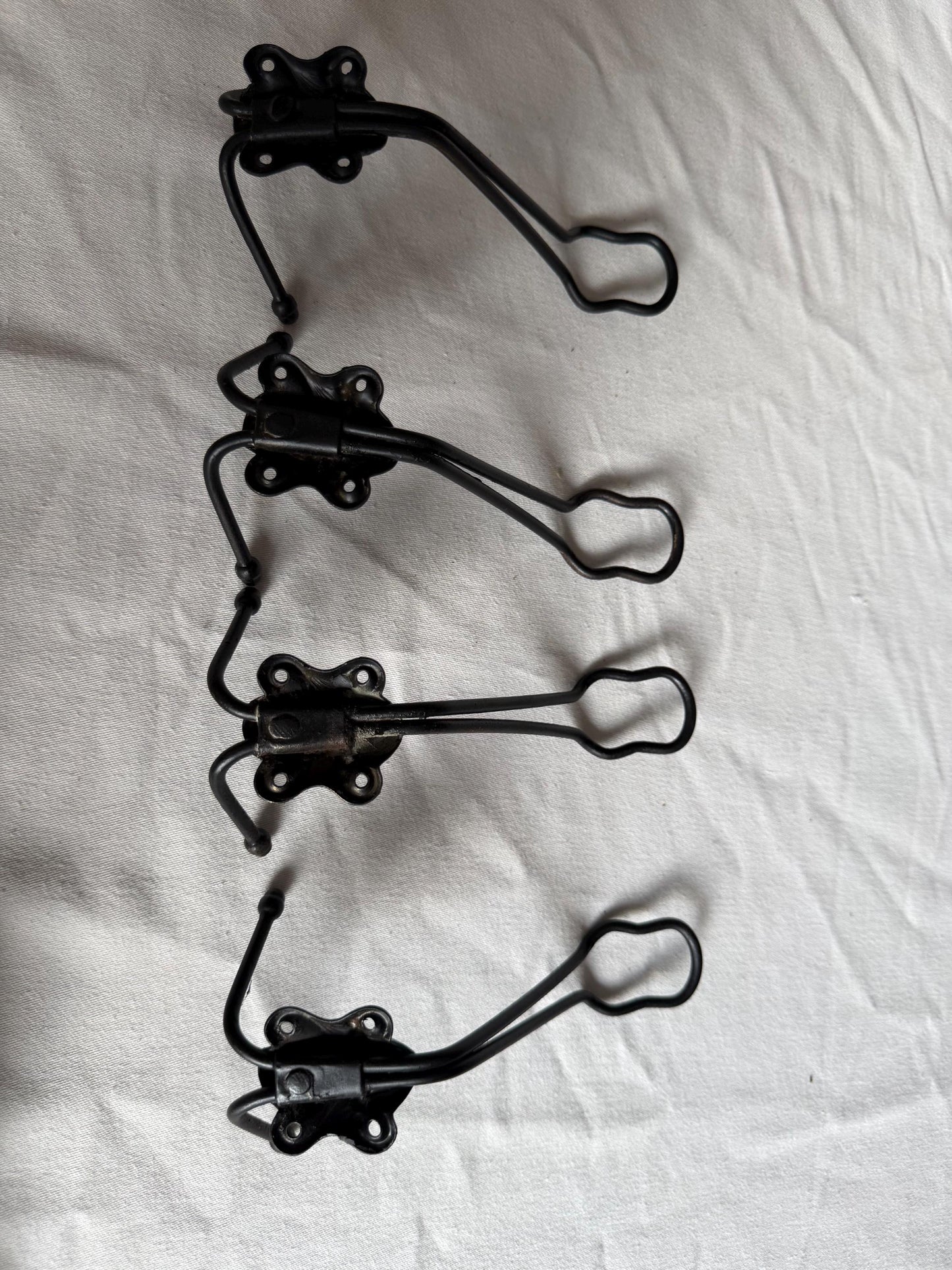 Vintage Dutch Coat Hooks Set of 4, Double Hooks