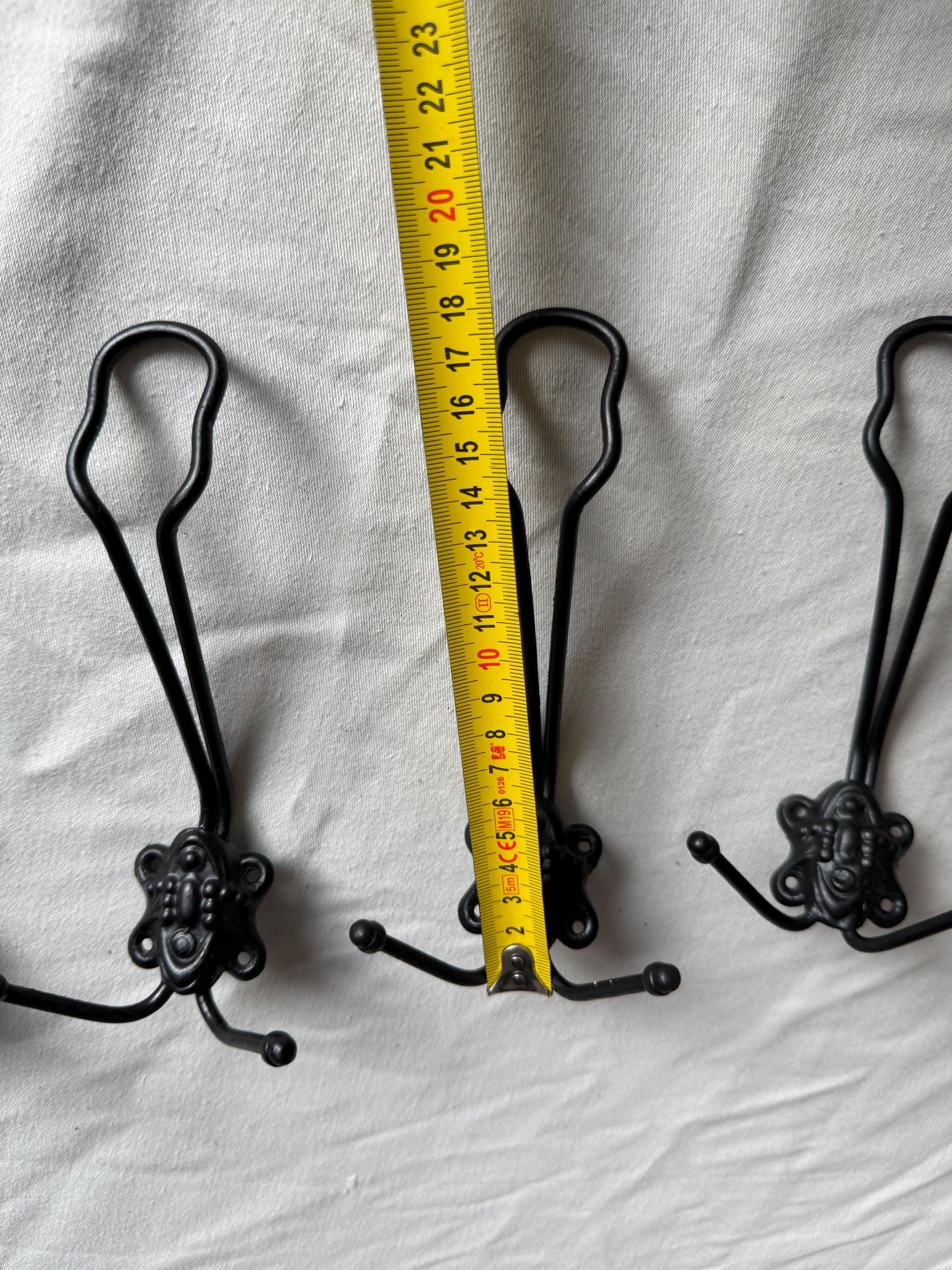 Vintage Dutch Coat Hooks Set of 4, Double Hooks